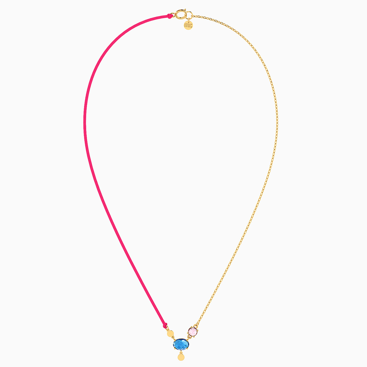 Oval Colored Stones Necklace In 18K Gold - 4 Oval Colored Stones Necklace In 18K Gold - 4