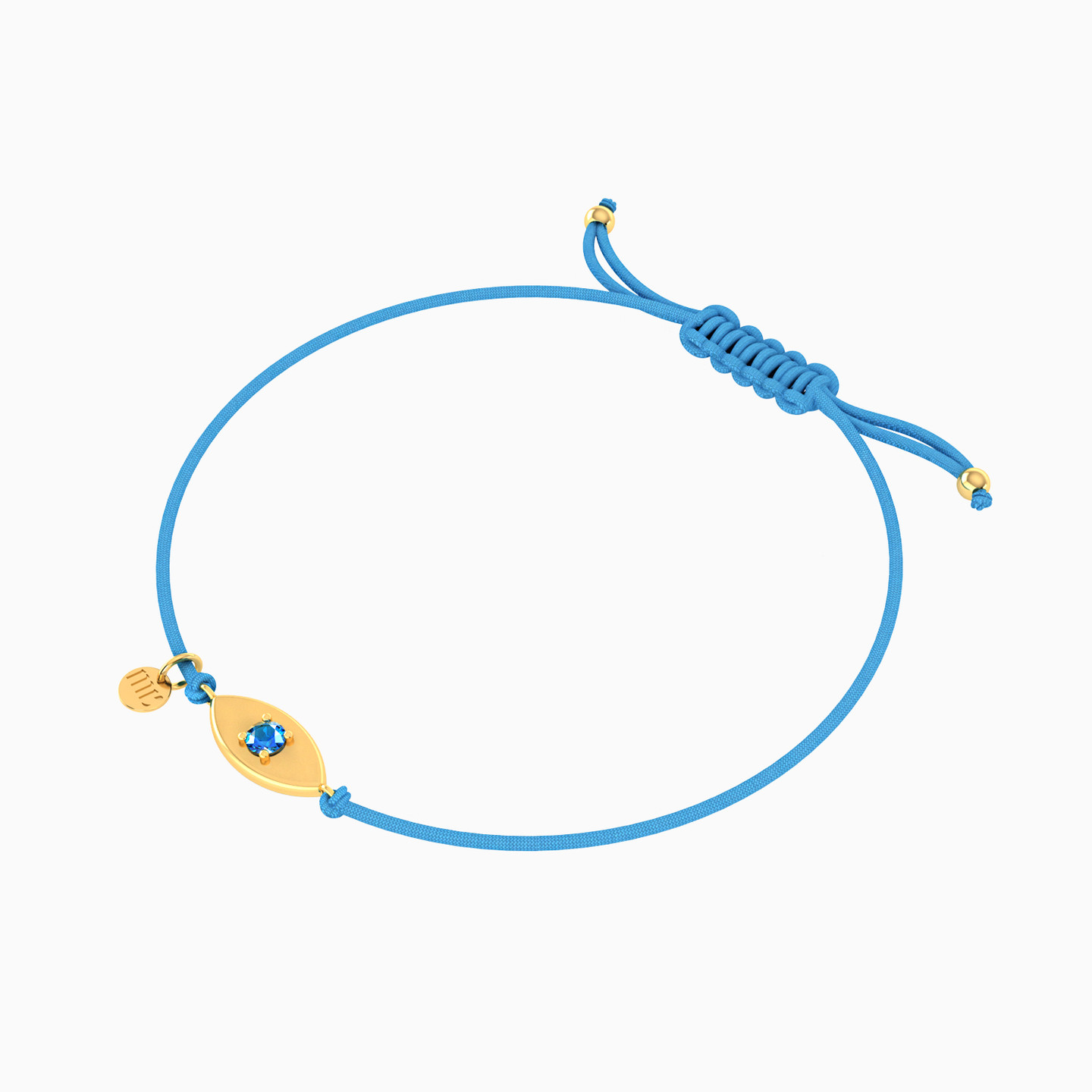 Eye Blue Stone Cord Bracelet in 14K Gold - 3 Eye Blue Stone Cord Bracelet in 14K Gold - 3