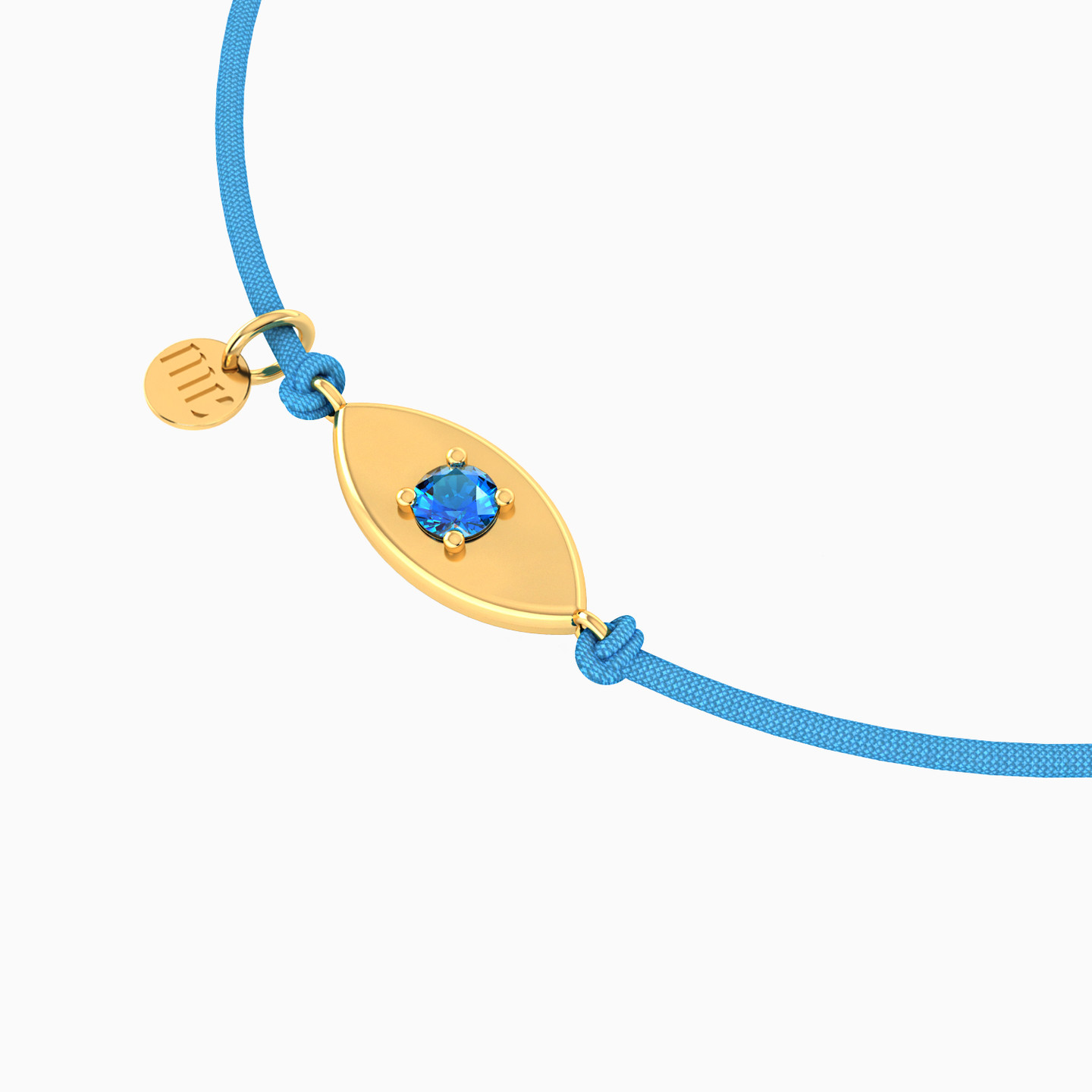 Eye Blue Stone Cord Bracelet in 14K Gold - 4 Eye Blue Stone Cord Bracelet in 14K Gold - 4