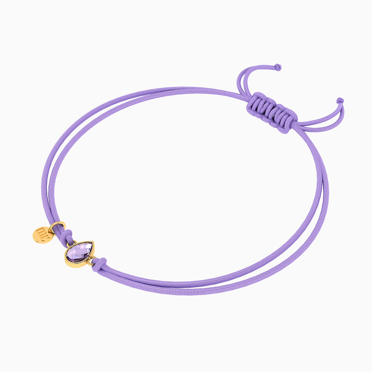 Pear Purple Stone Cord Bracelet in 14K Gold - 3 Pear Purple Stone Cord Bracelet in 14K Gold - 3