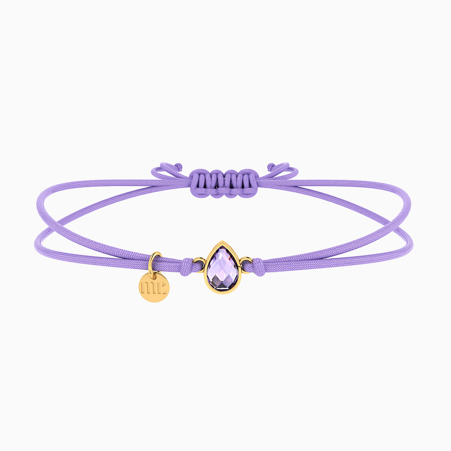 أسورة حبل شكل قطرة ذهب عيار 14 قيراط مزينة بحجر بنفسجي أسورة حبل شكل قطرة ذهب عيار 14 قيراط مزينة بحجر بنفسجي