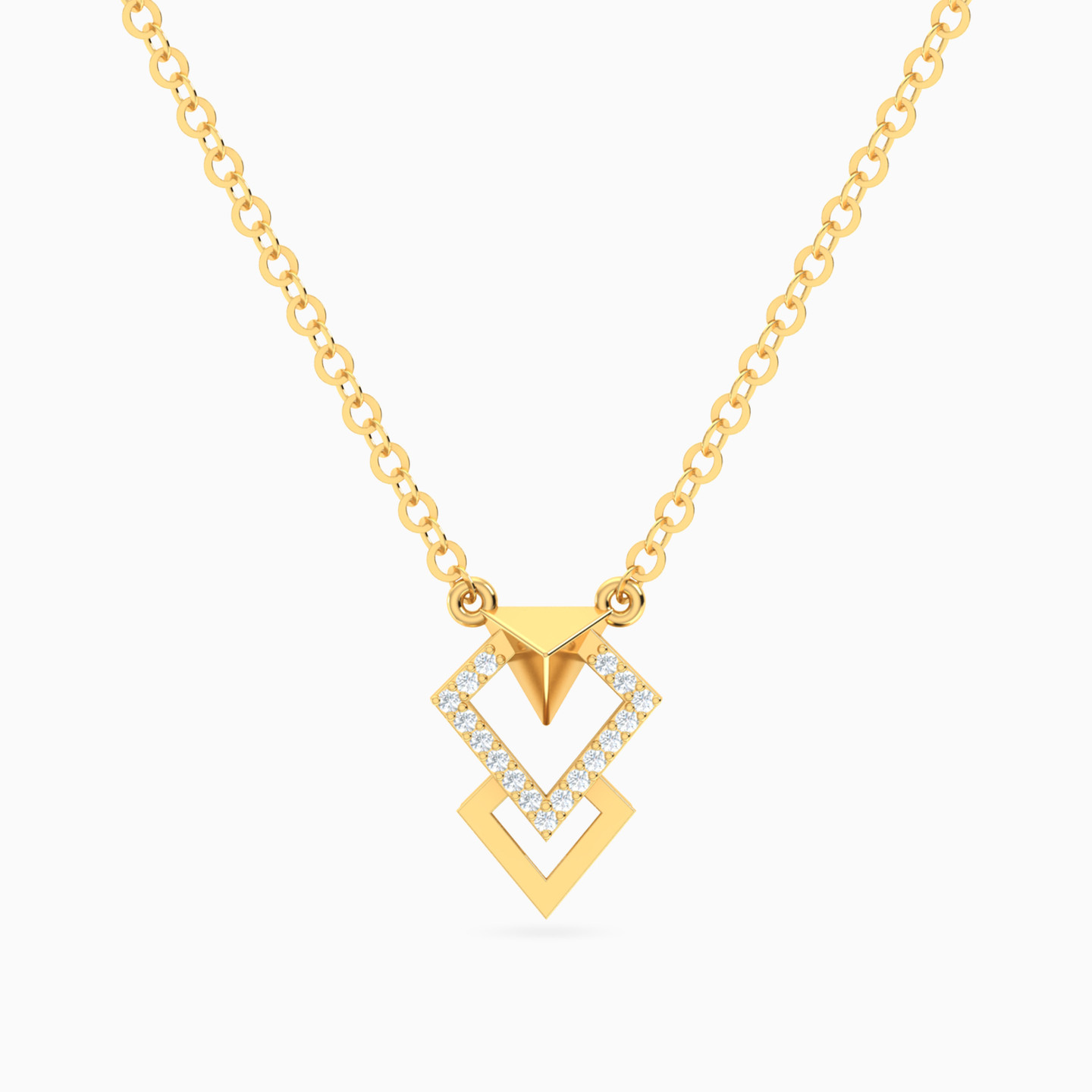 سلسلة شكل جوهرتان ذهب عيار 18 قيراط مزينة بالألماس سلسلة شكل جوهرتان ذهب عيار 18 قيراط مزينة بالألماس