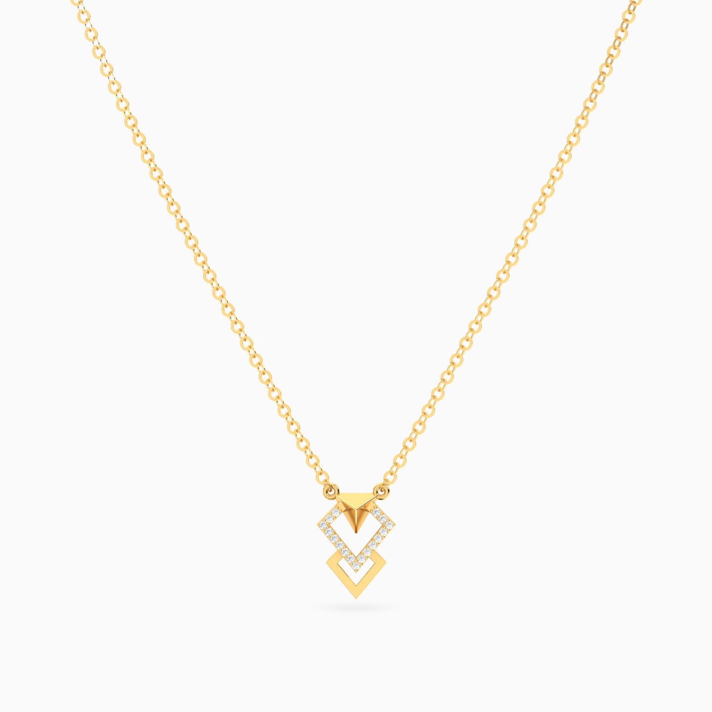 سلسلة شكل جوهرتان ذهب عيار 18 قيراط مزينة بالألماس - 3 سلسلة شكل جوهرتان ذهب عيار 18 قيراط مزينة بالألماس - 3