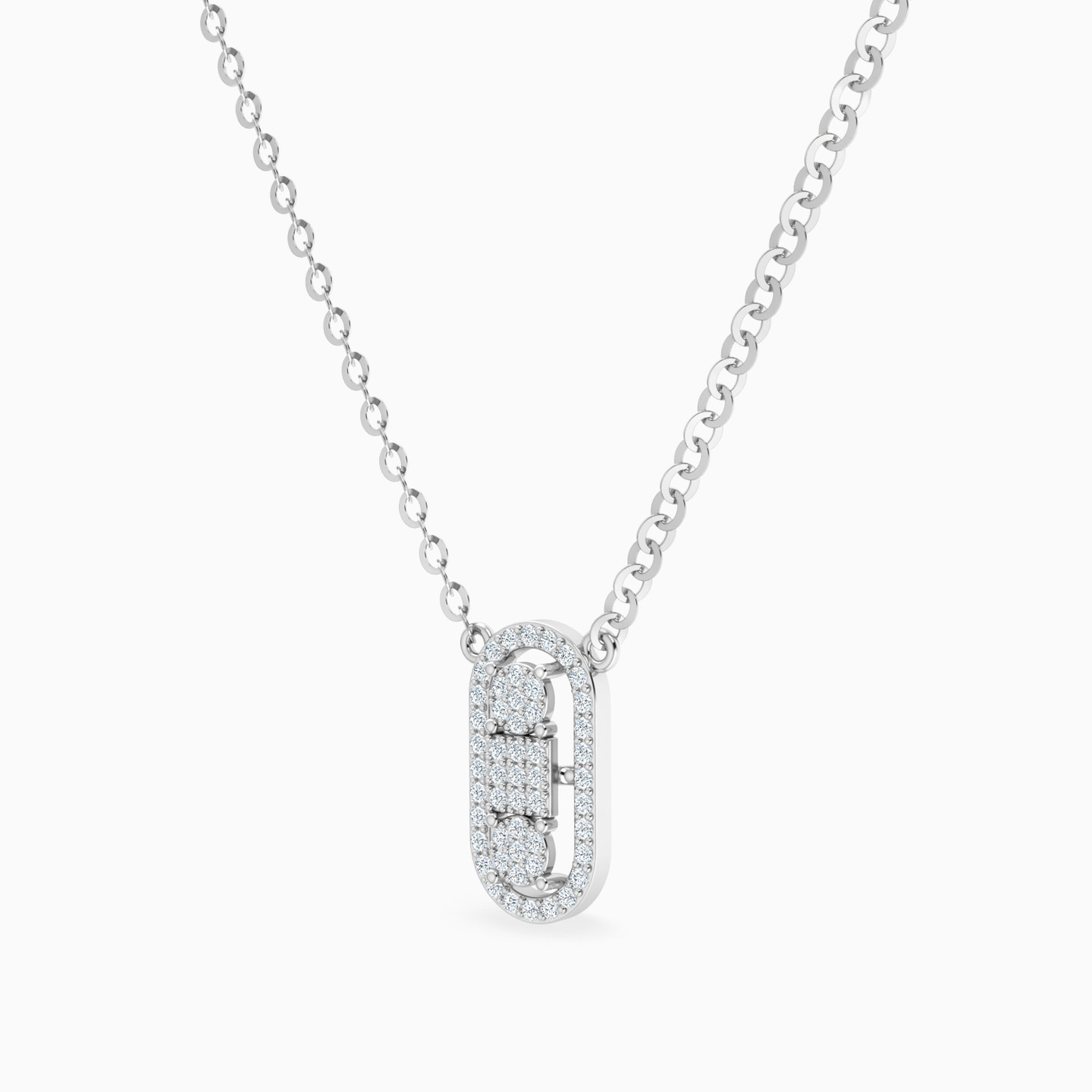Pill Diamond Necklace In 14K Gold - 2 Pill Diamond Necklace In 14K Gold - 2