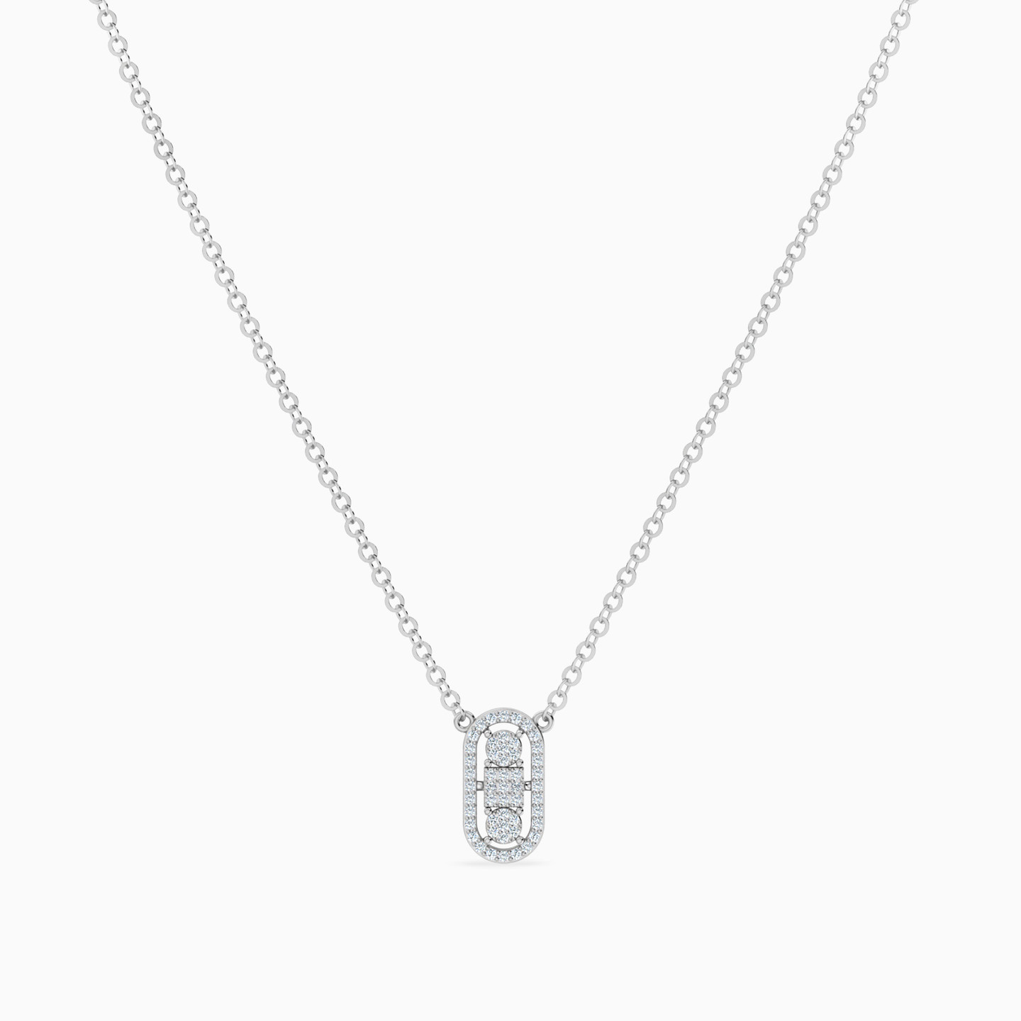 Pill Diamond Necklace In 14K Gold - 3 Pill Diamond Necklace In 14K Gold - 3