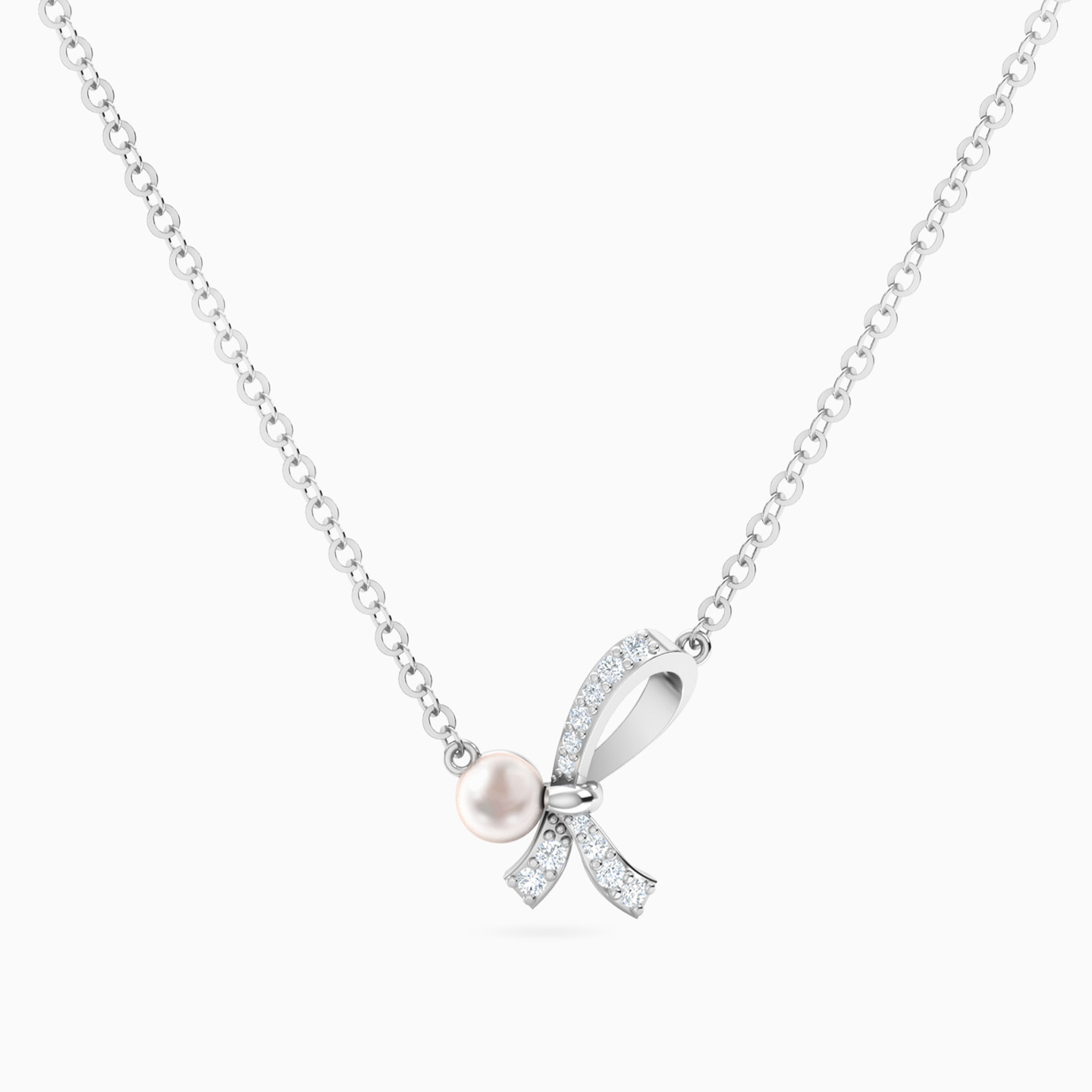 Knot Pearl & Diamond Necklace In 18K Gold Knot Pearl & Diamond Necklace In 18K Gold