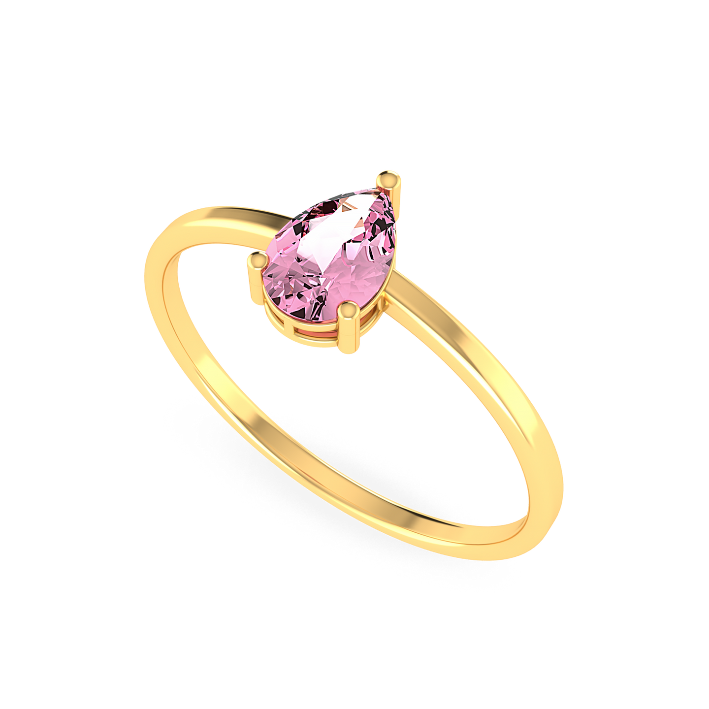 Pink Stone Ring In 14K Gold - 3 Pink Stone Ring In 14K Gold - 3
