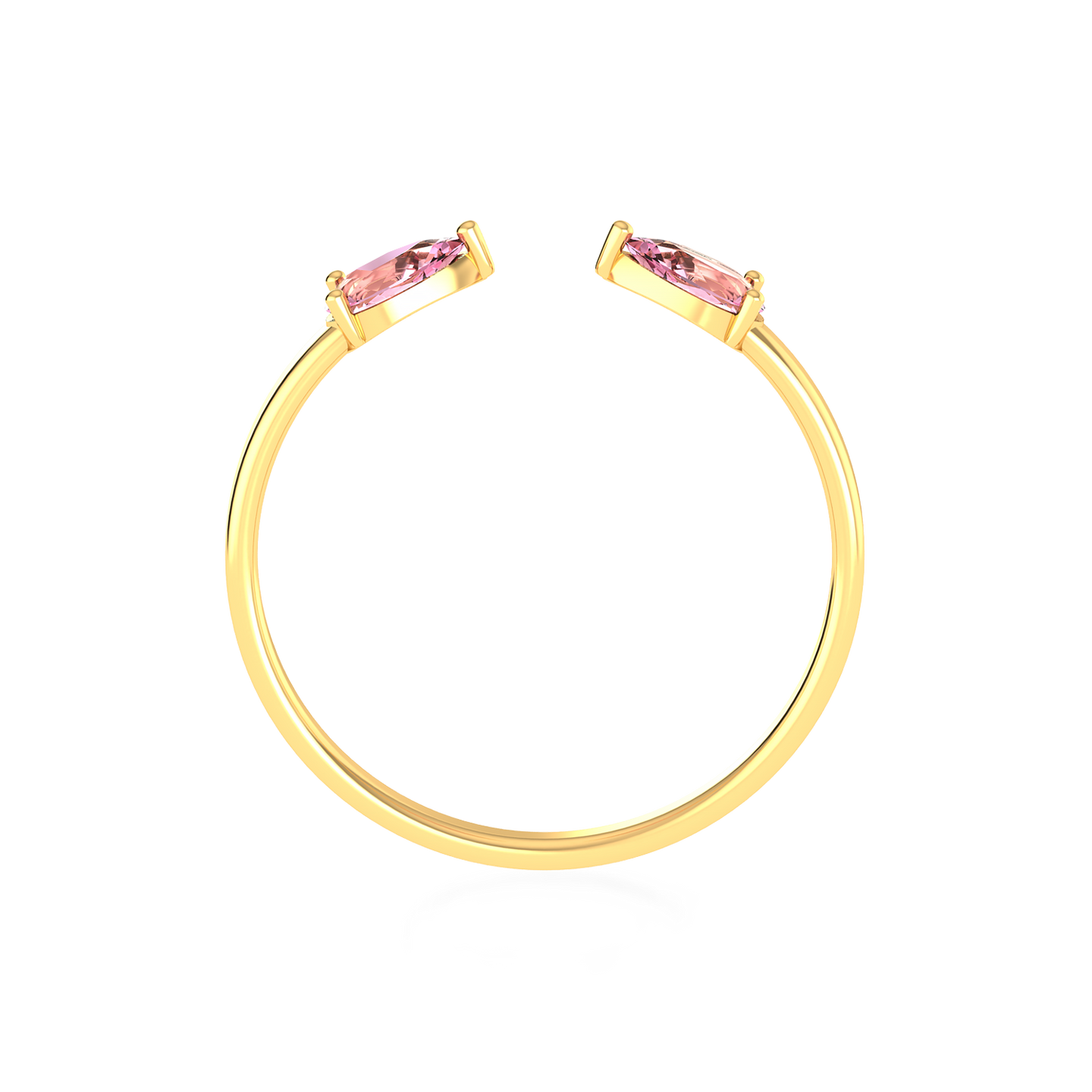 Colored Stones Two Headed Ring In 14K Gold - 4 Colored Stones Two Headed Ring In 14K Gold - 4