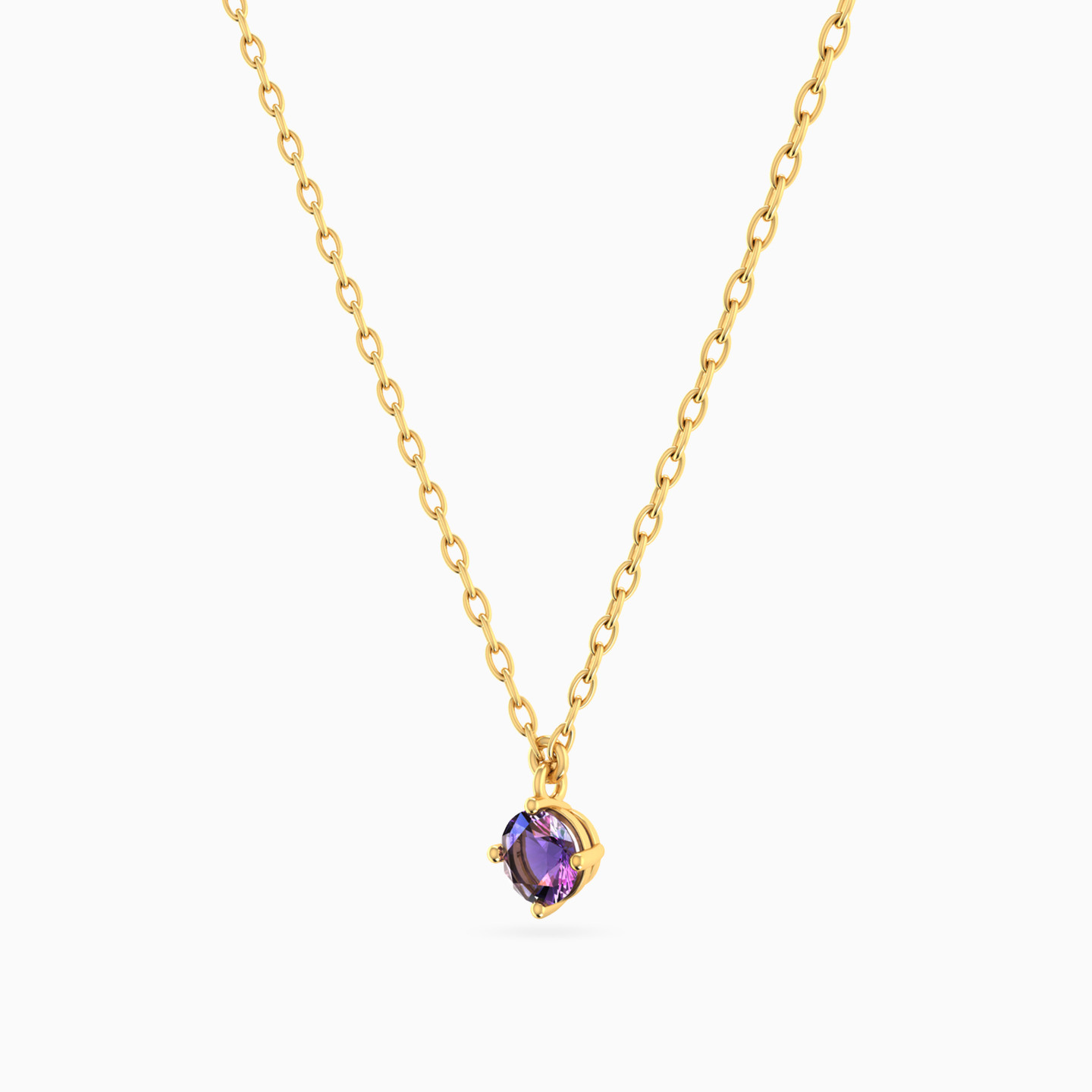 Purple Stone Necklace In 14K Gold - 2 Purple Stone Necklace In 14K Gold - 2