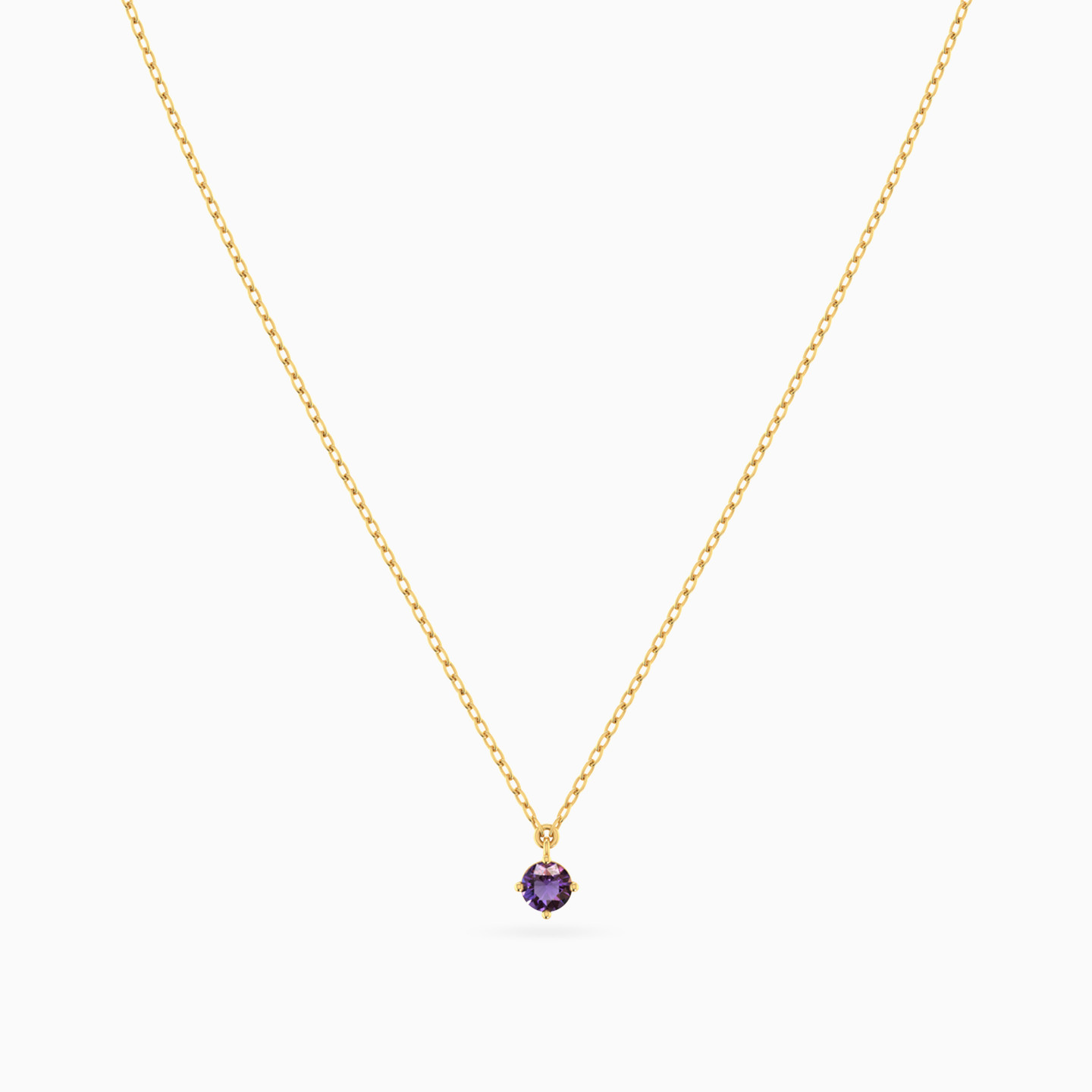Purple Stone Necklace In 14K Gold - 3 Purple Stone Necklace In 14K Gold - 3