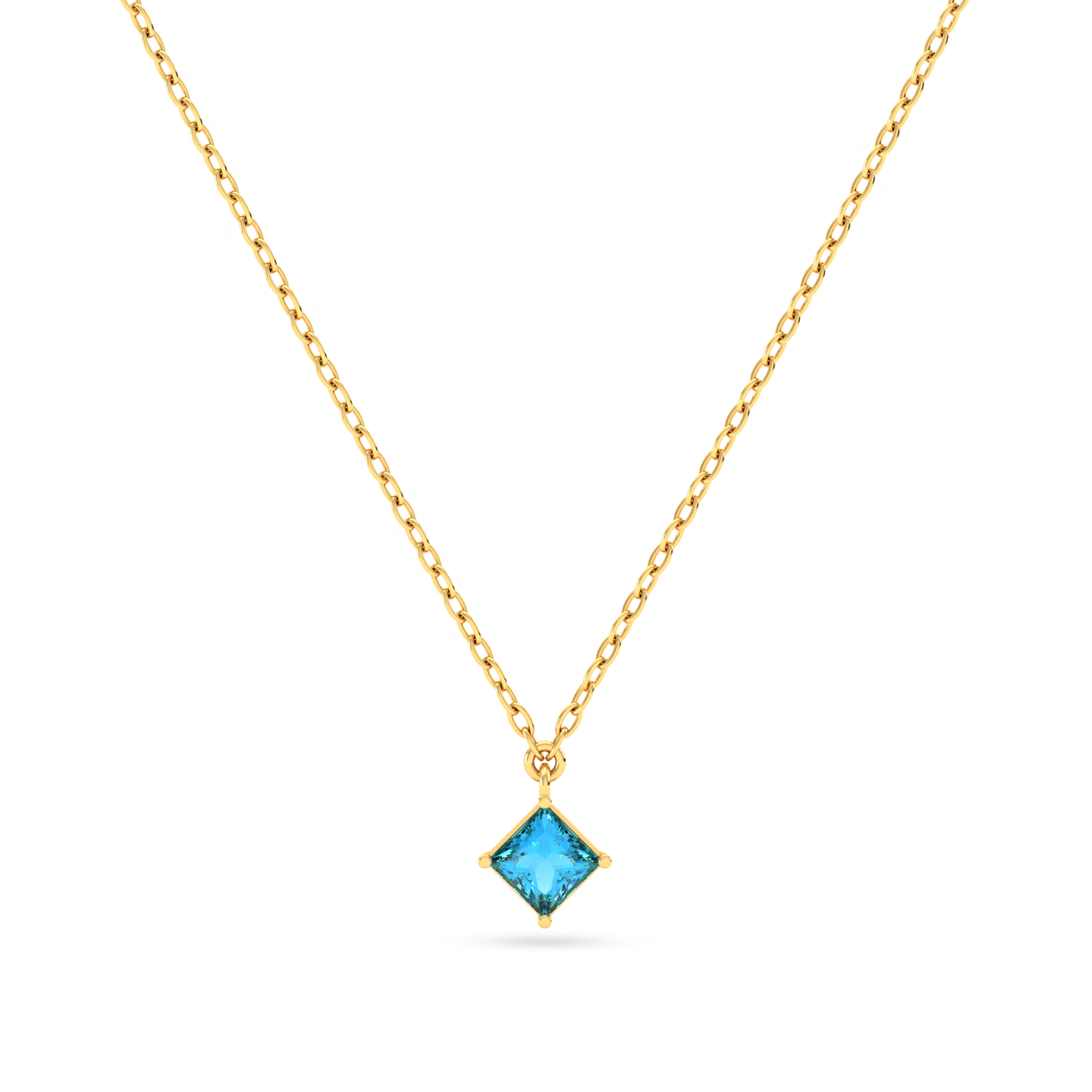 Aqua Blue Stone Necklace In 14K Gold Aqua Blue Stone Necklace In 14K Gold