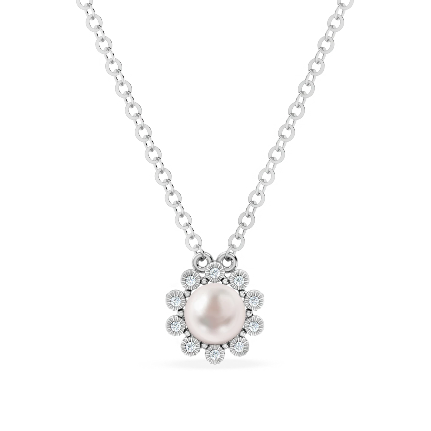 Sunflower Diamond & Pearl Necklace In 18K Gold Sunflower Diamond & Pearl Necklace In 18K Gold