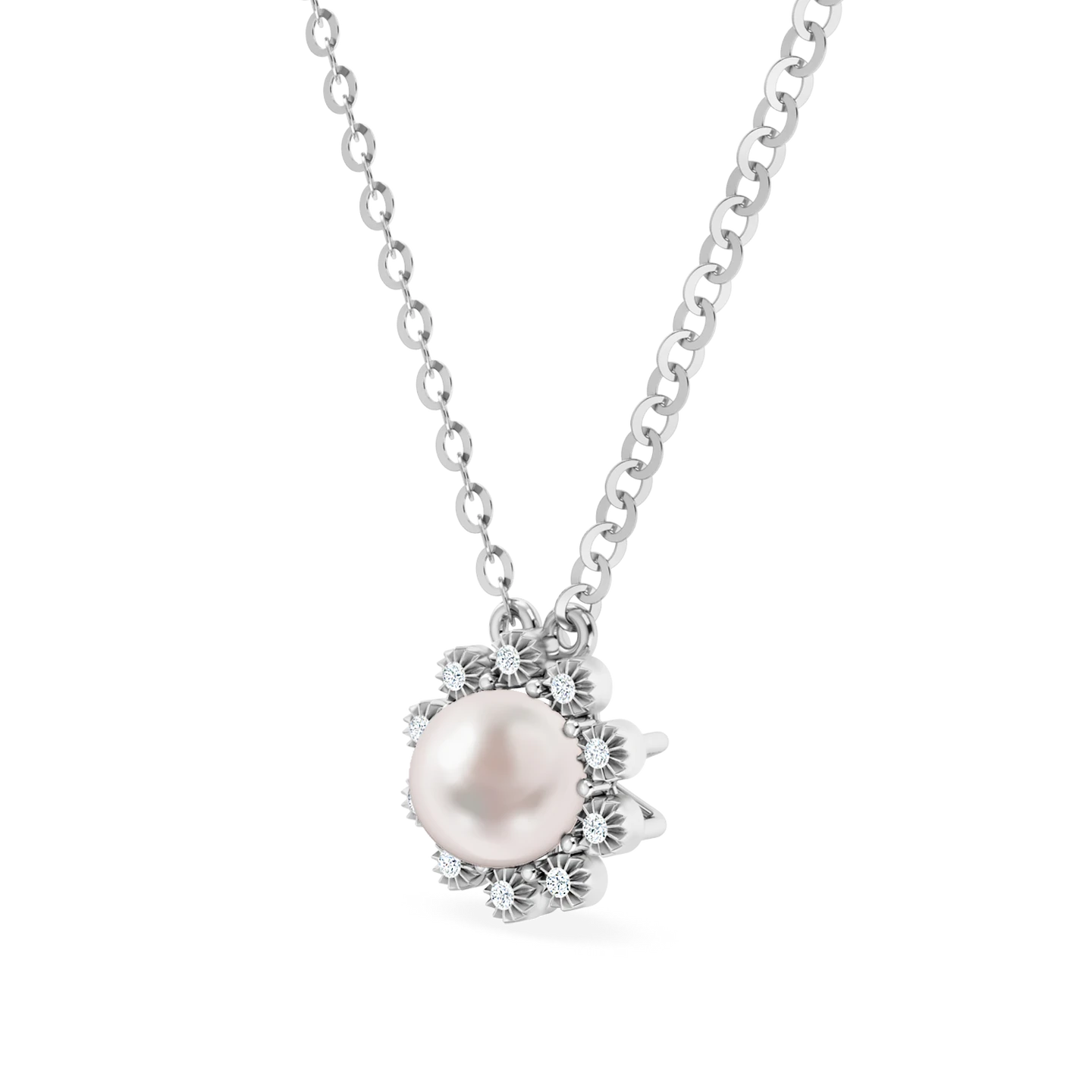 Sunflower Diamond & Pearl Necklace In 18K Gold - 2 Sunflower Diamond & Pearl Necklace In 18K Gold - 2