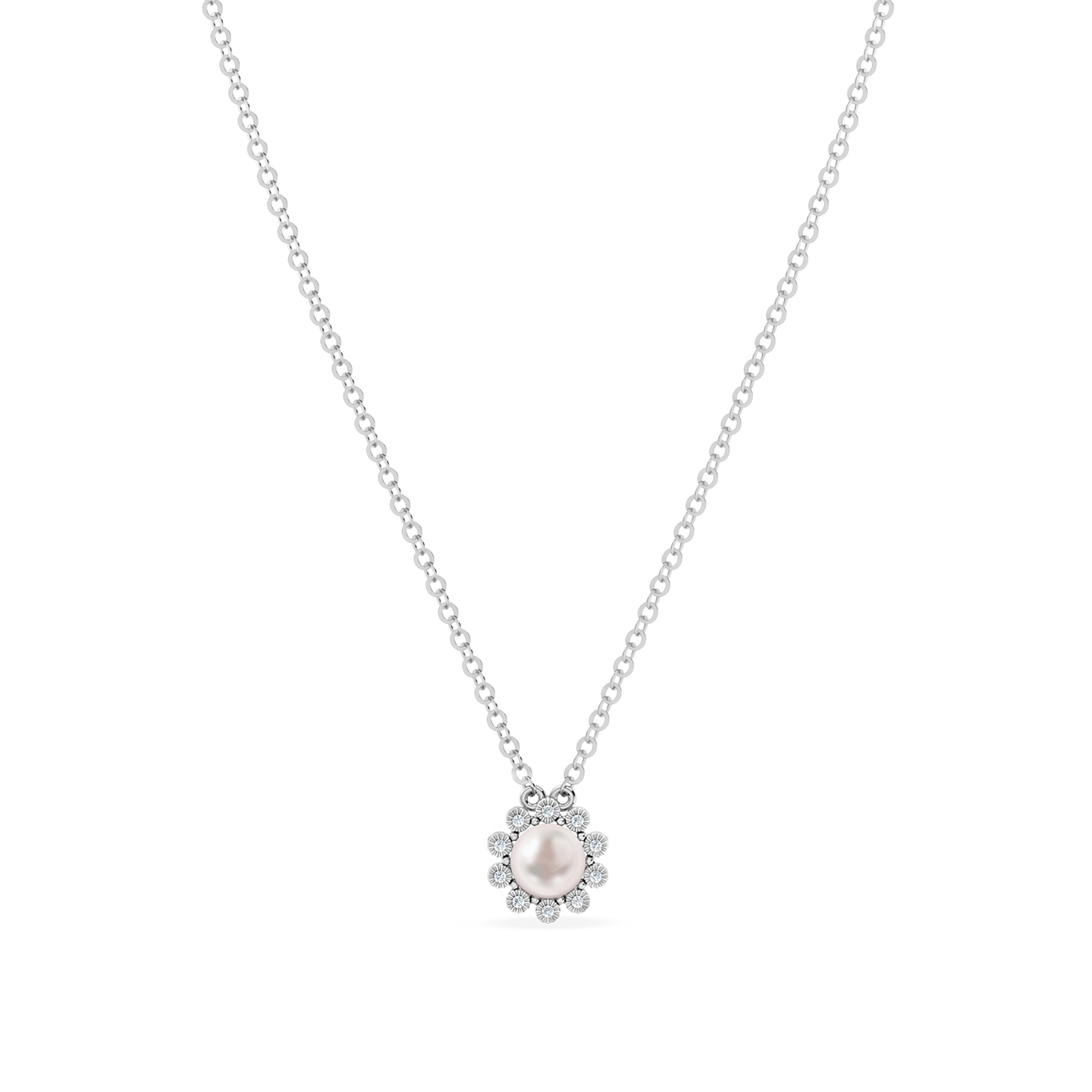 Sunflower Diamond & Pearl Necklace In 18K Gold - 3 Sunflower Diamond & Pearl Necklace In 18K Gold - 3