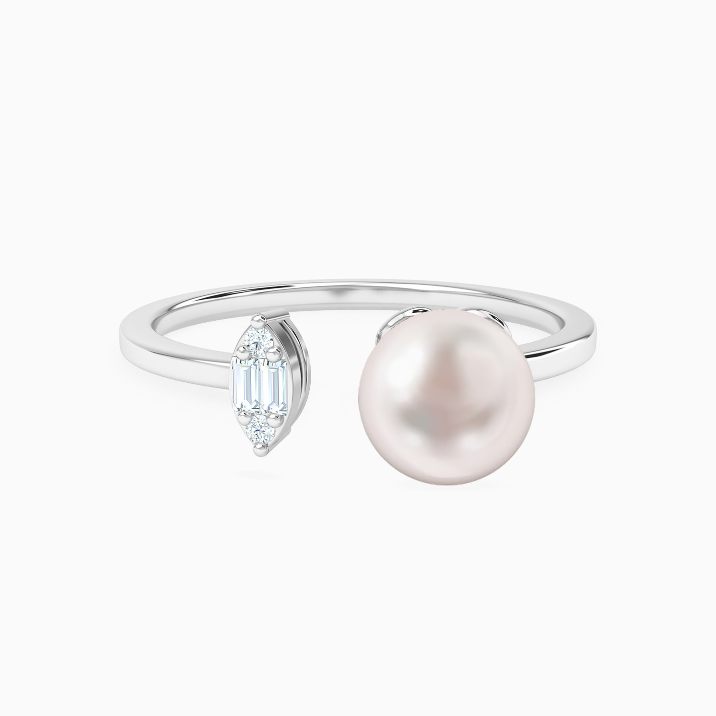 18K Gold Diamond & Pearls Two-headed Ring