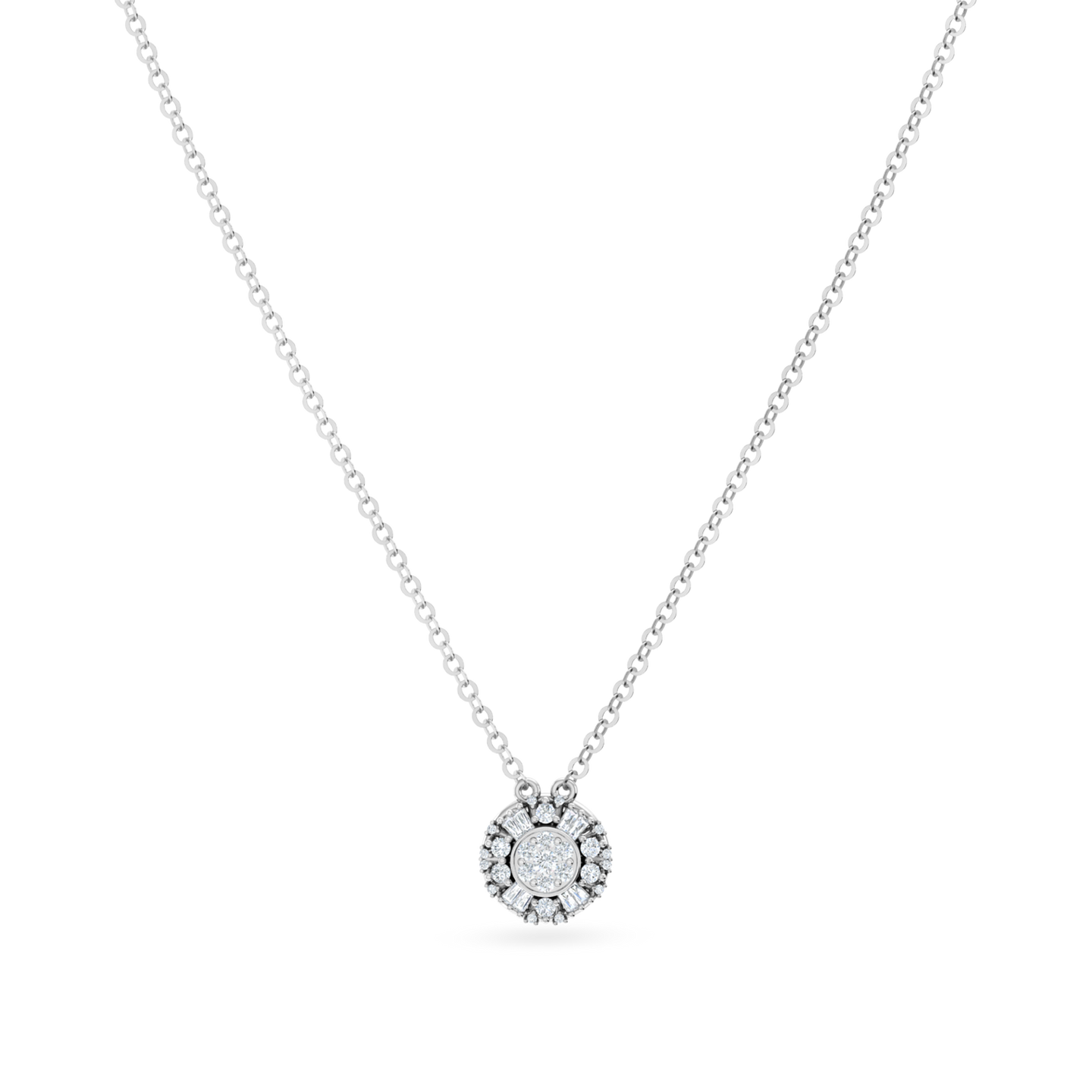 Circle Diamond Necklace In 18K Gold - 3 Circle Diamond Necklace In 18K Gold - 3