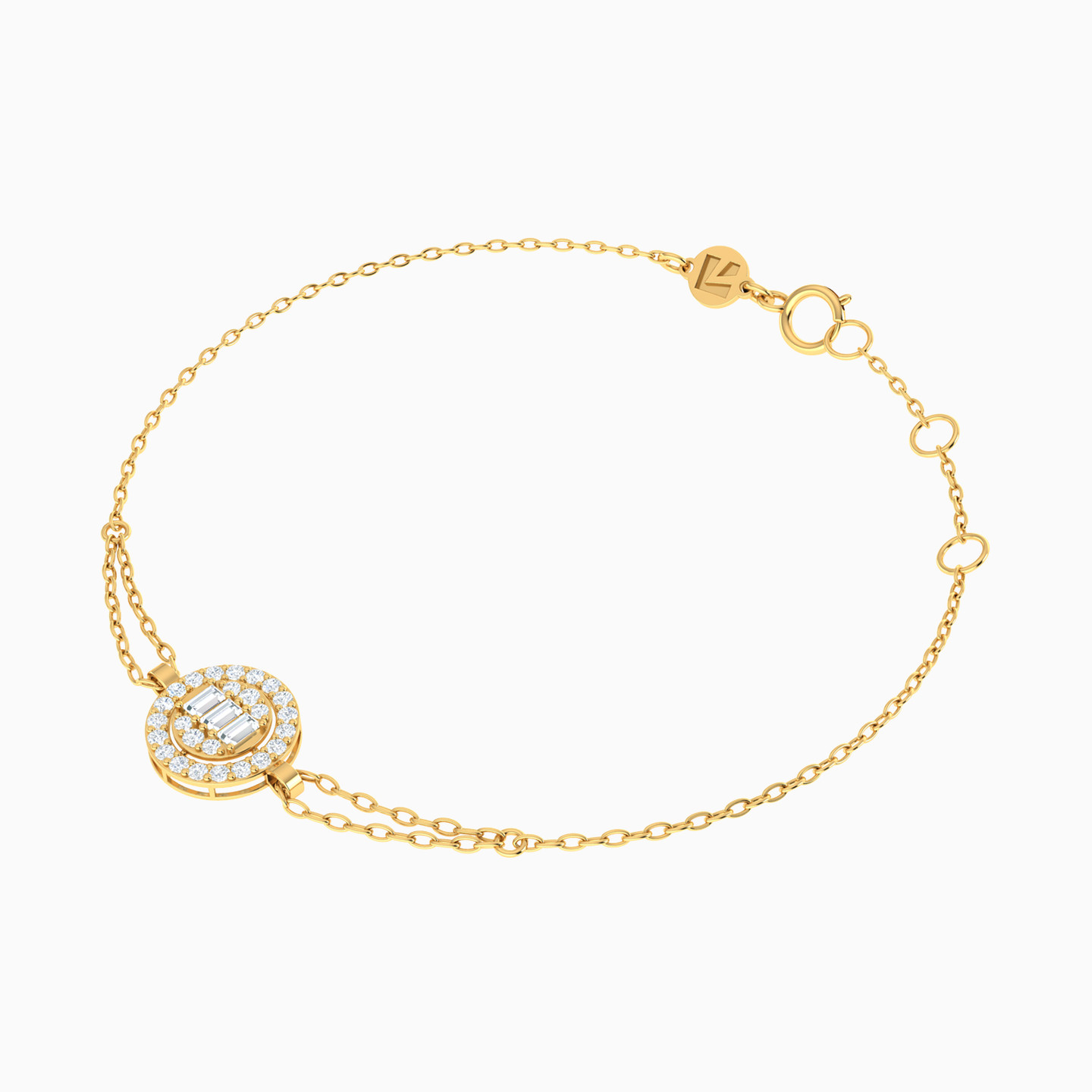 أسورة بسلسلة ذهب شكل دائري عيار 14 قيراط مزينة بأحجار الزركون - 3 أسورة بسلسلة ذهب شكل دائري عيار 14 قيراط مزينة بأحجار الزركون - 3