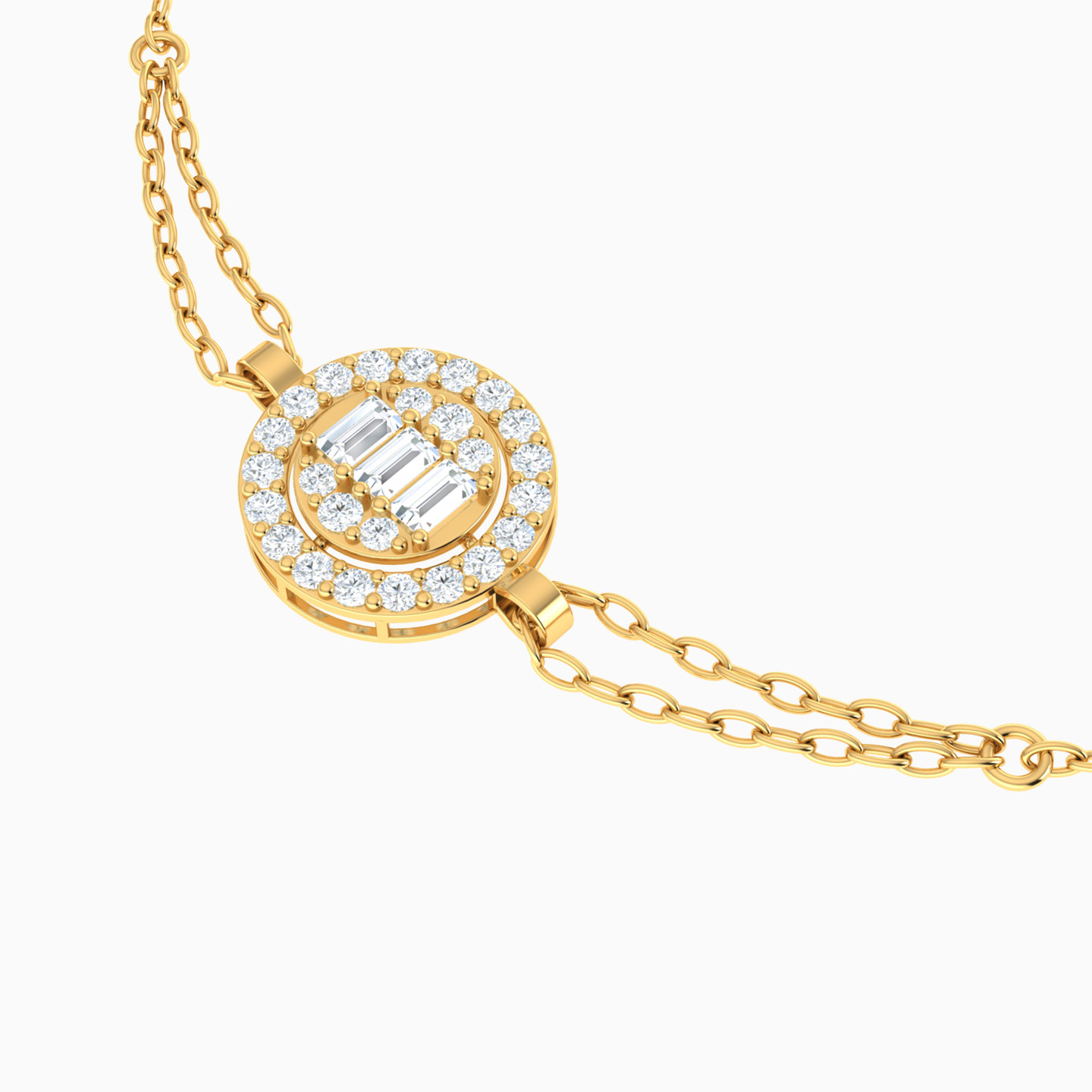 أسورة بسلسلة ذهب شكل دائري عيار 14 قيراط مزينة بأحجار الزركون - 4 أسورة بسلسلة ذهب شكل دائري عيار 14 قيراط مزينة بأحجار الزركون - 4