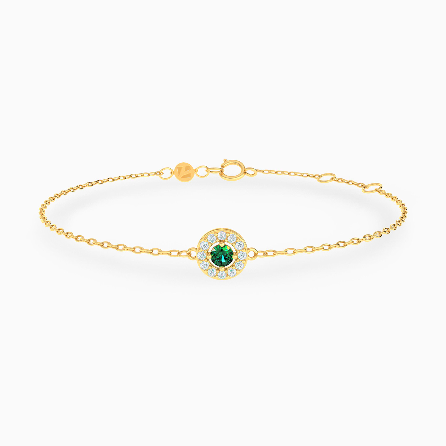 أسورة بسلسلة ذهب شكل دائري عيار 14 قيراط مزينة بأحجار ملونة أسورة بسلسلة ذهب شكل دائري عيار 14 قيراط مزينة بأحجار ملونة