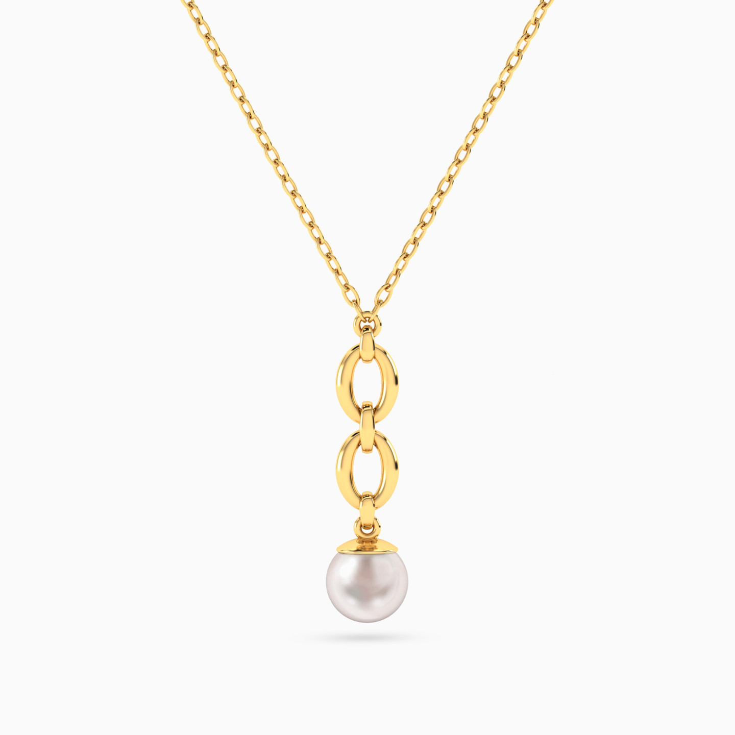 Link Chain Pearl Necklace In 14K Gold Link Chain Pearl Necklace In 14K Gold