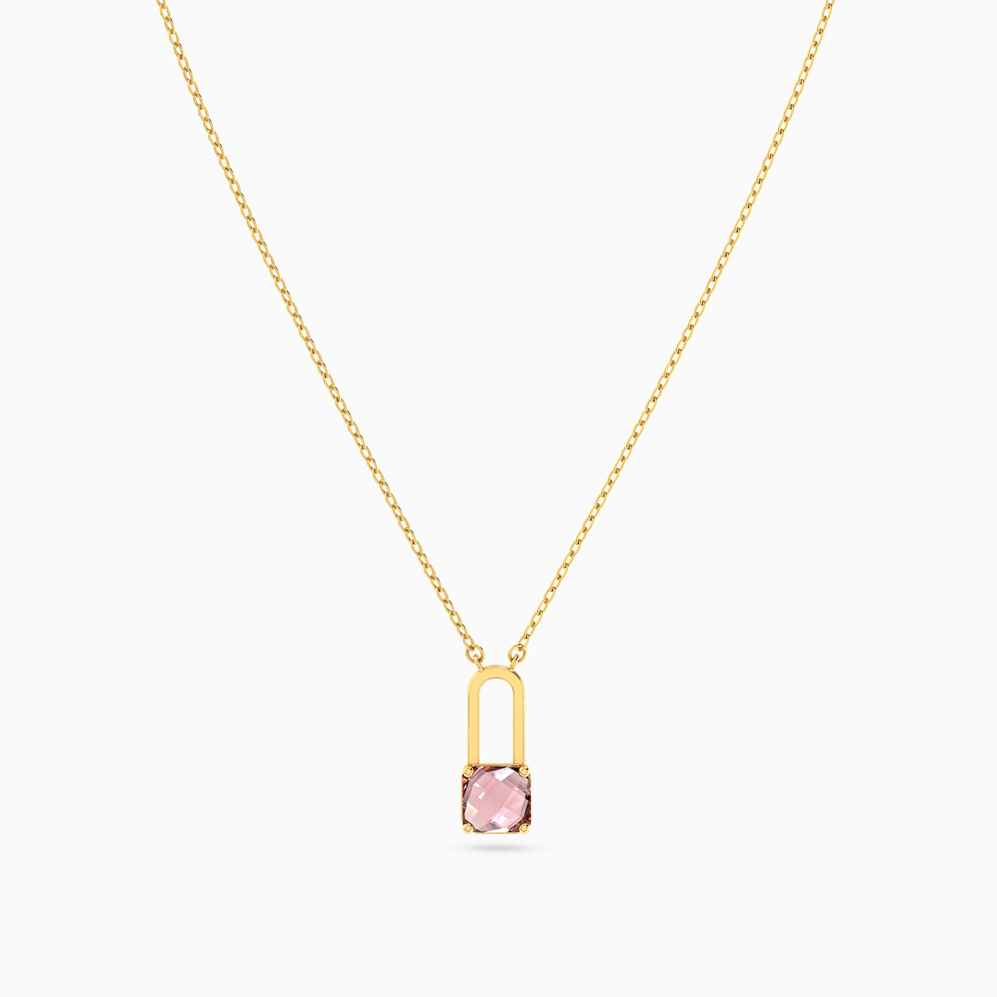 Lock Purple Stone Necklace In 14K Gold - 3 Lock Purple Stone Necklace In 14K Gold - 3