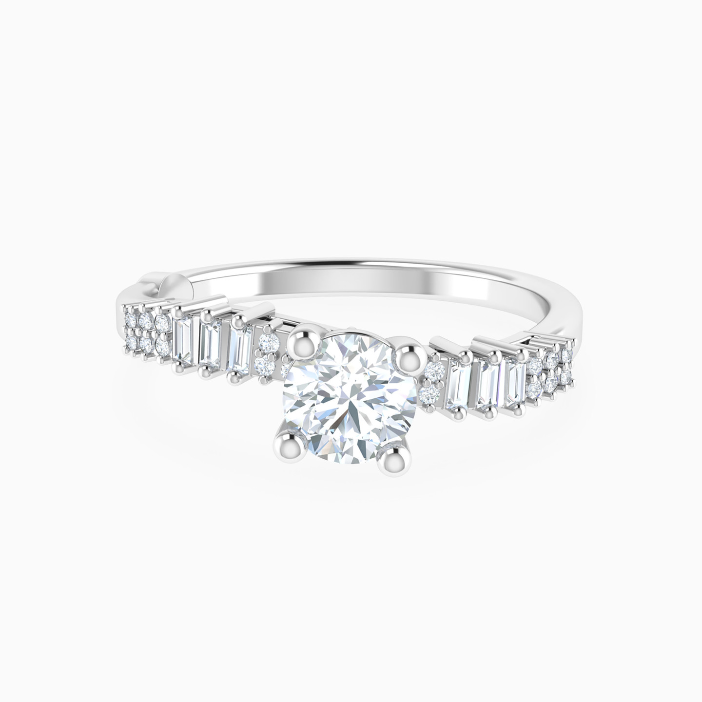 Diamond Wavy Rhythm & Solo Setting Ring In 18K Gold Diamond Wavy Rhythm & Solo Setting Ring In 18K Gold
