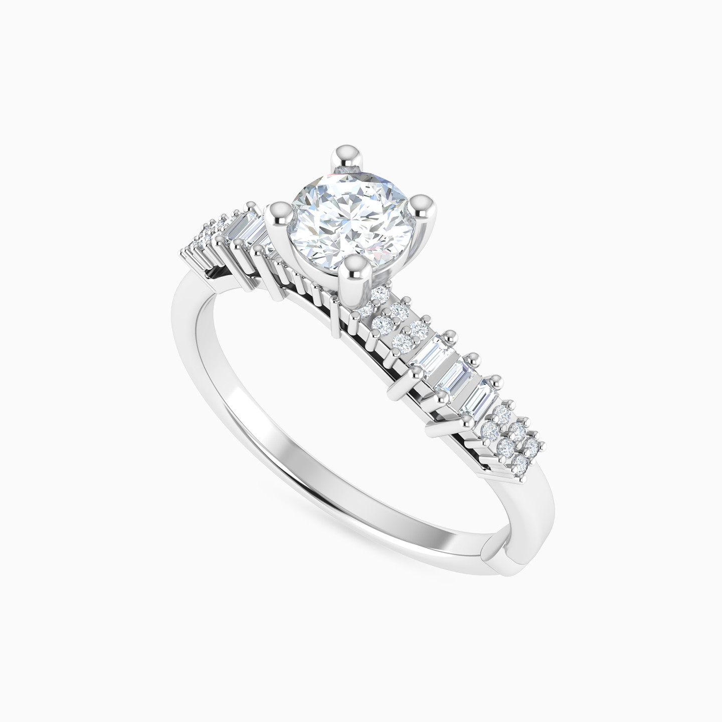 Diamond Wavy Rhythm & Solo Setting Ring In 18K Gold - 3 Diamond Wavy Rhythm & Solo Setting Ring In 18K Gold - 3