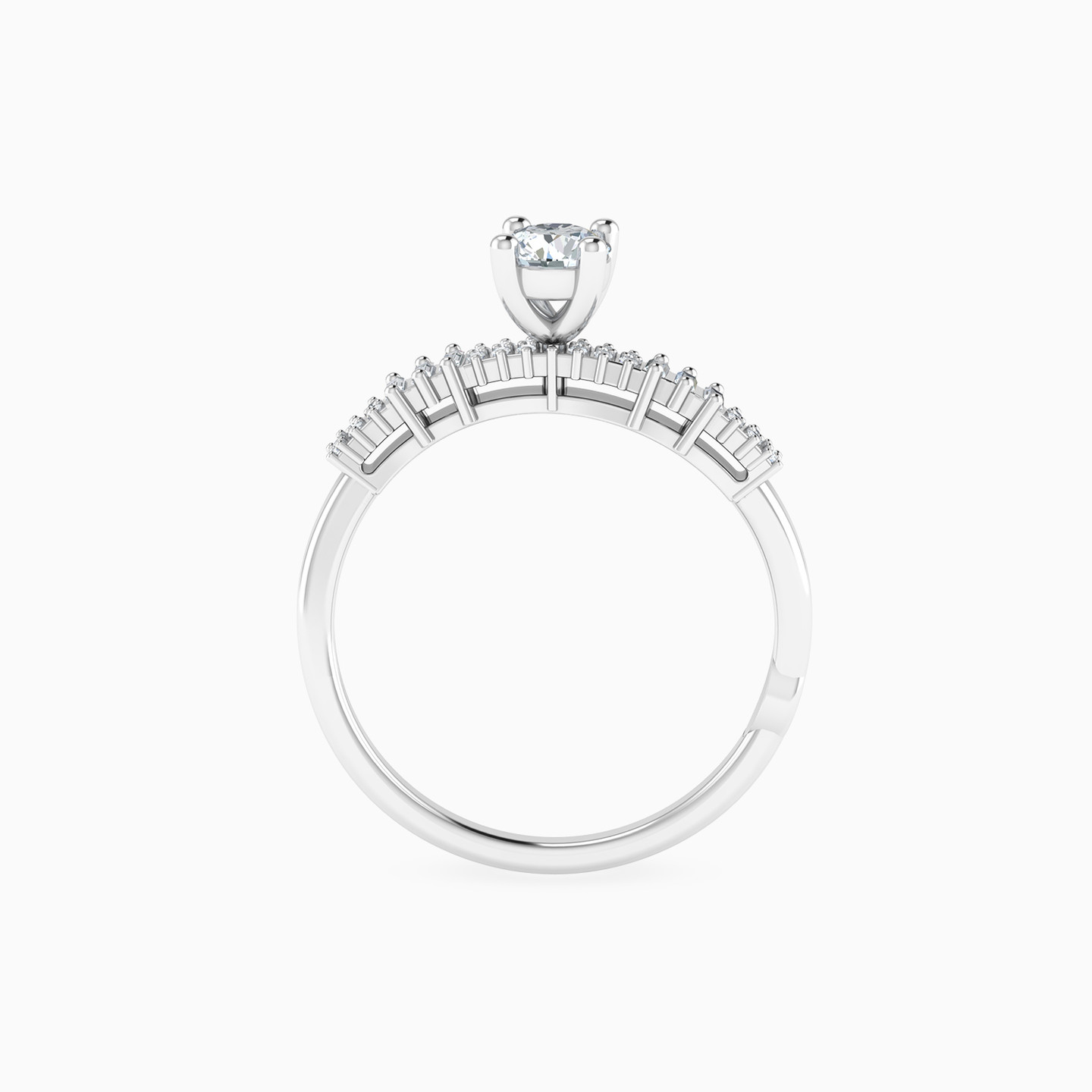 Diamond Wavy Rhythm & Solo Setting Ring In 18K Gold - 4 Diamond Wavy Rhythm & Solo Setting Ring In 18K Gold - 4