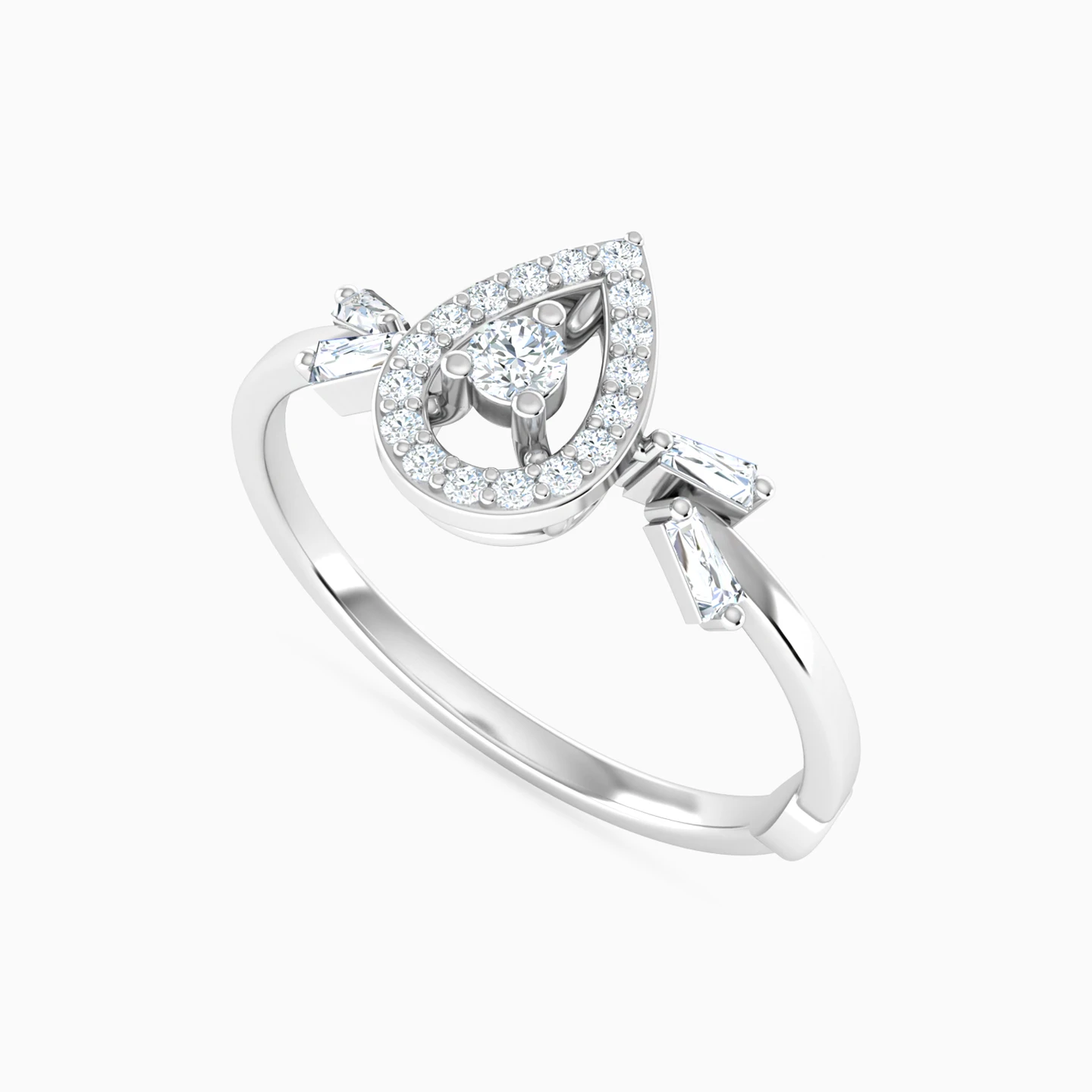 Pear Shaped Diamond Ring In 18K Gold - 3 Pear Shaped Diamond Ring In 18K Gold - 3