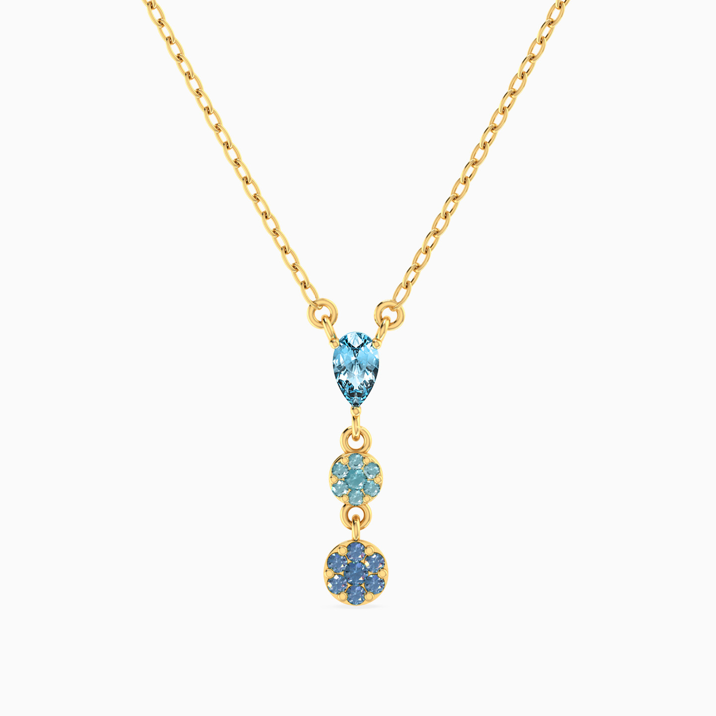Pear Blue Stones Necklace In 18K Gold Pear Blue Stones Necklace In 18K Gold