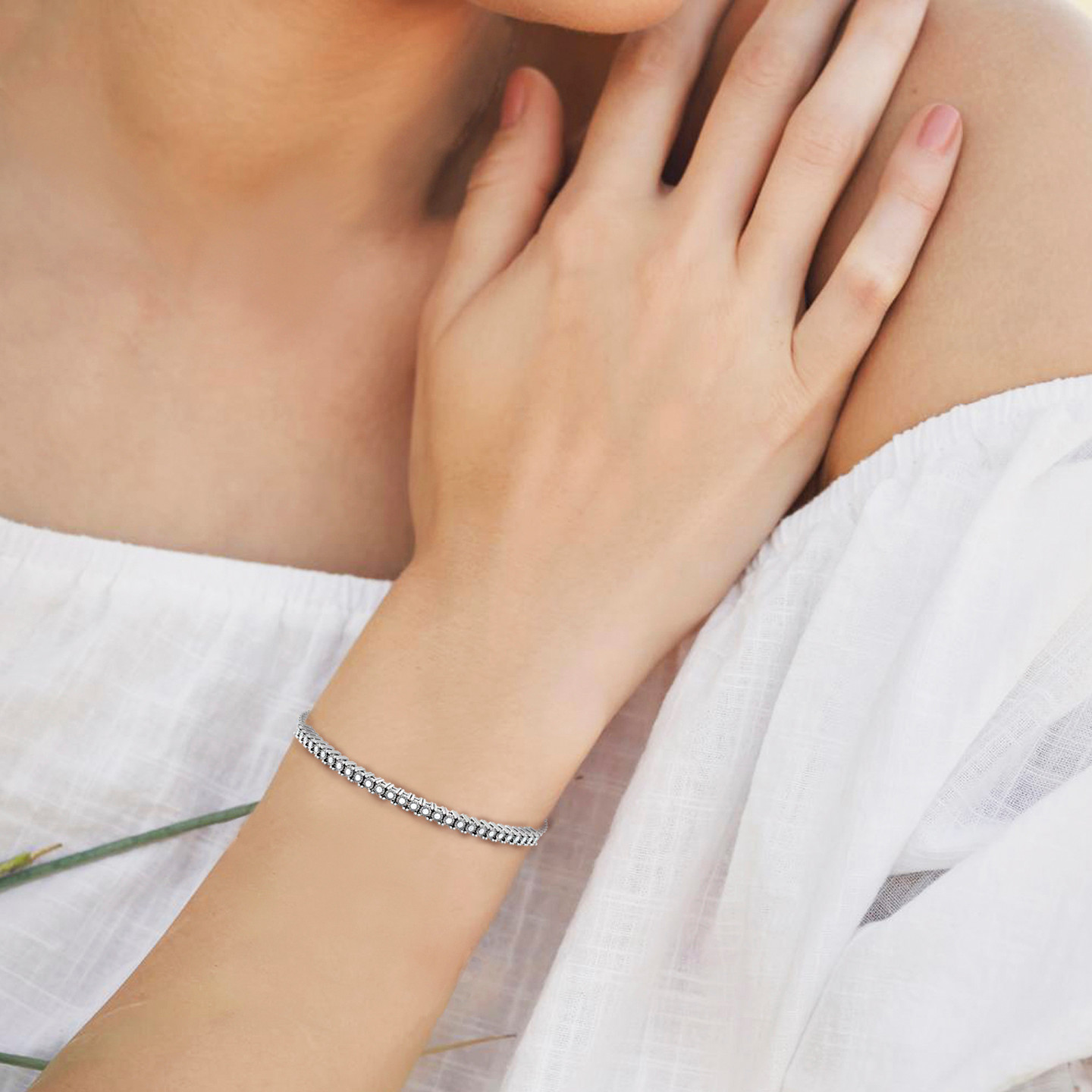 Prong Settings Diamond Chain Bracelet In 18K Gold - 2 Prong Settings Diamond Chain Bracelet In 18K Gold - 2