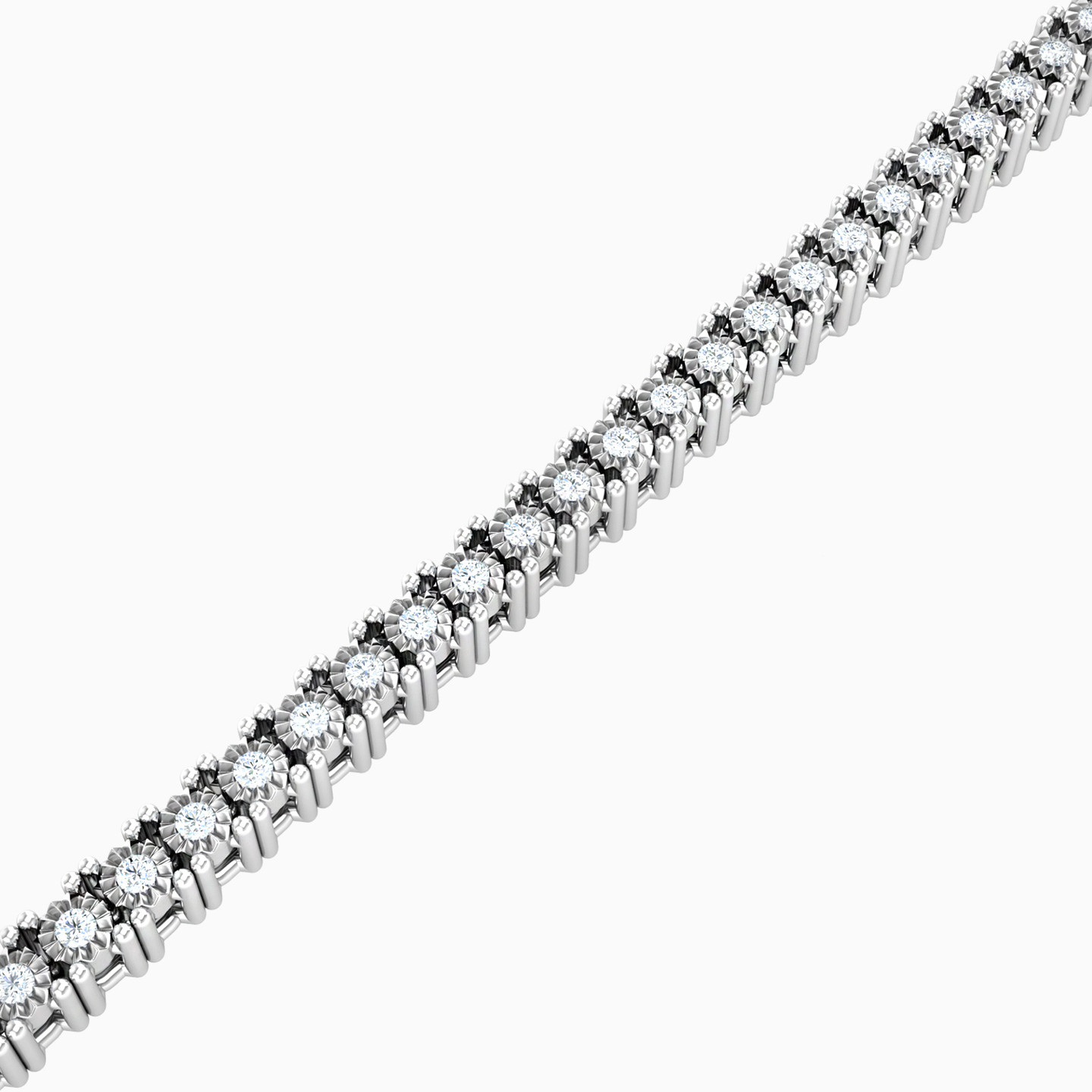 Prong Settings Diamond Chain Bracelet In 18K Gold - 4 Prong Settings Diamond Chain Bracelet In 18K Gold - 4