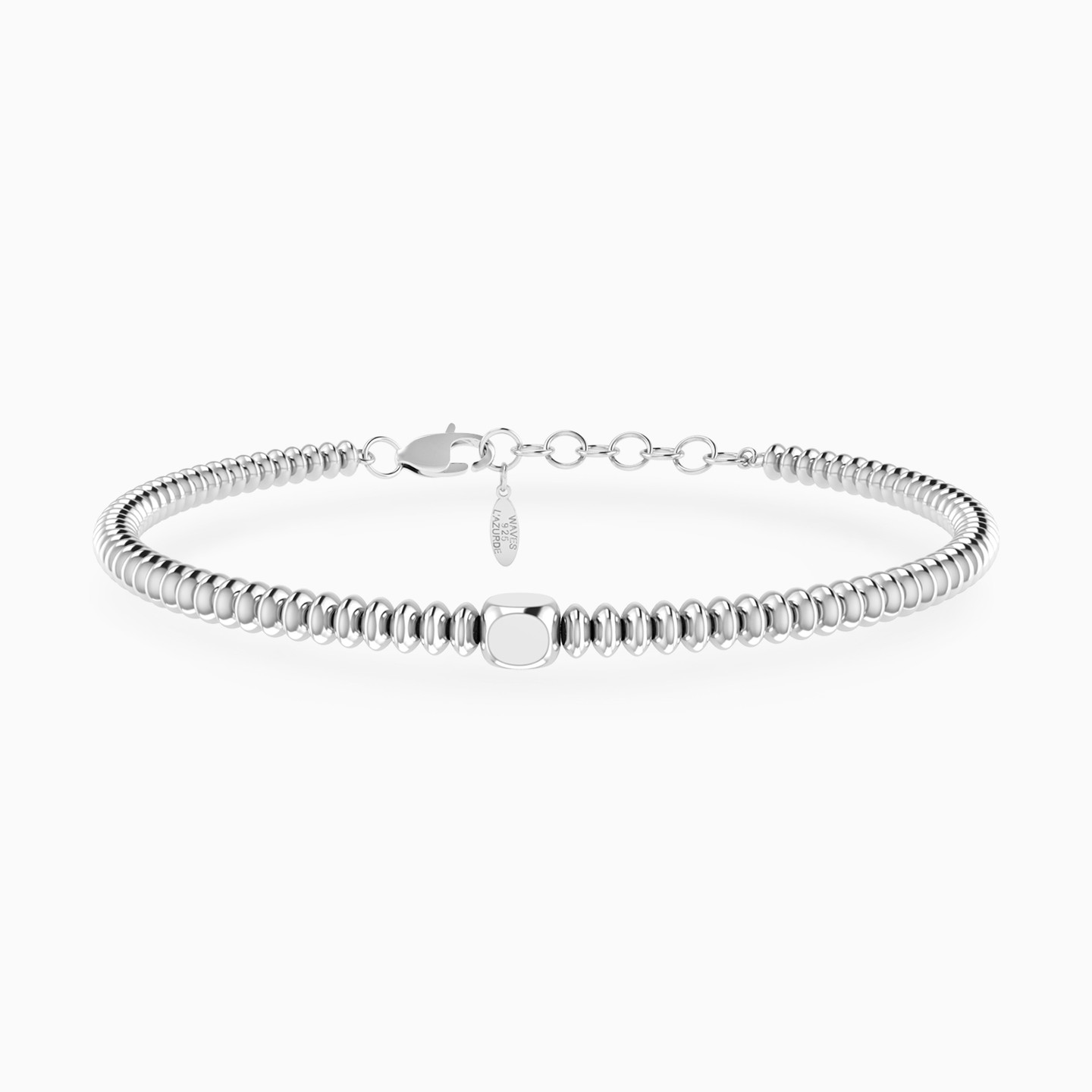 Beads & Cube Chain Bracelet In Silver Beads & Cube Chain Bracelet In Silver
