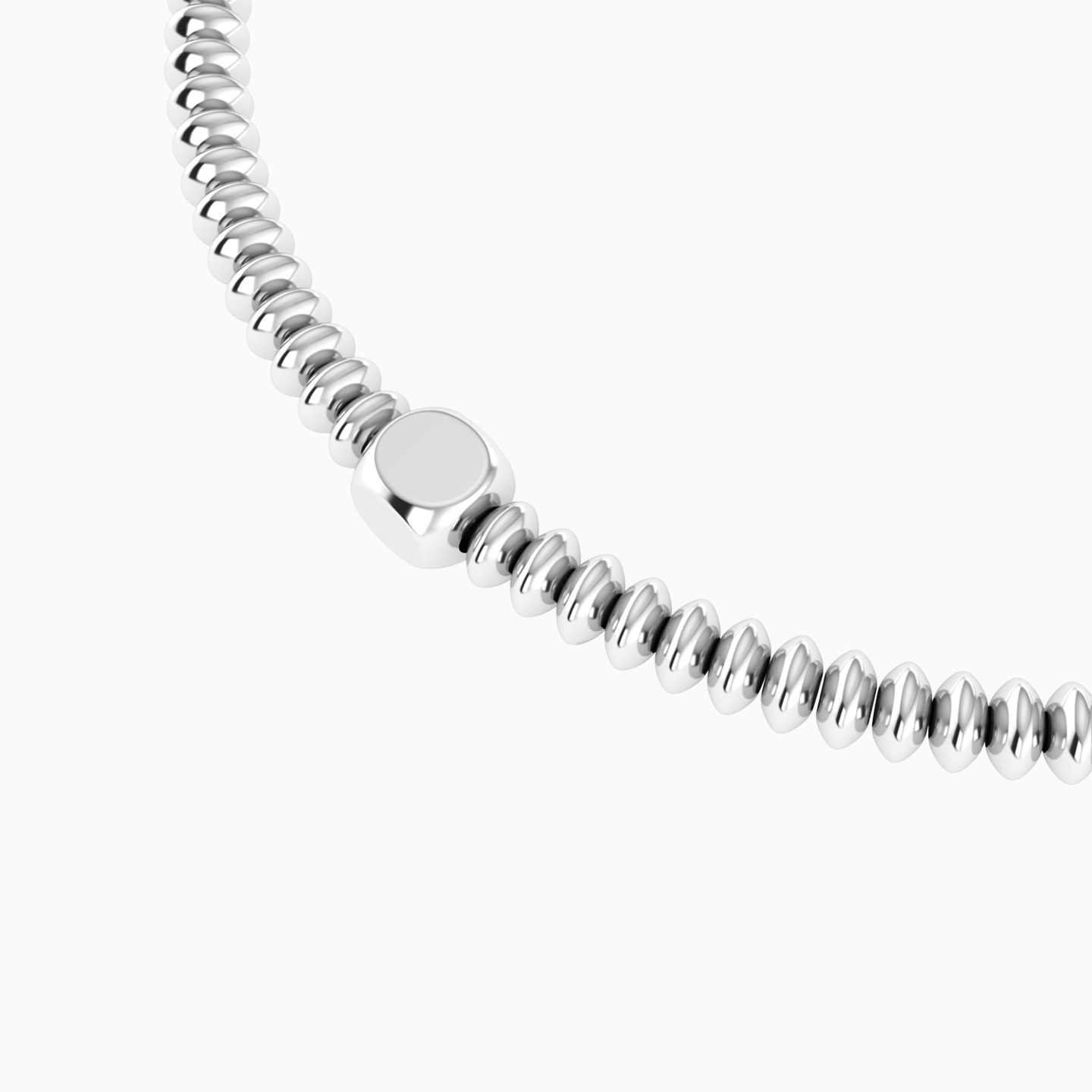 Beads & Cube Chain Bracelet In Silver - 4 Beads & Cube Chain Bracelet In Silver - 4