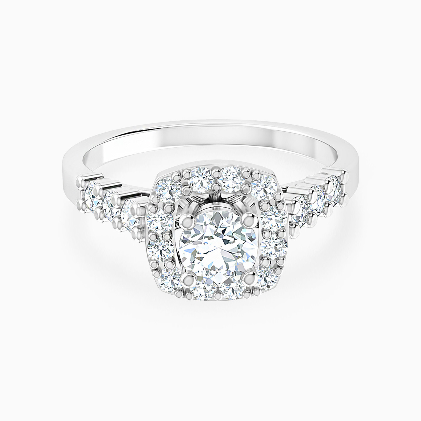 خاتم ذهب كوشن عيار 18 قيراط مزين بالألماس - 3 خاتم ذهب كوشن عيار 18 قيراط مزين بالألماس - 3