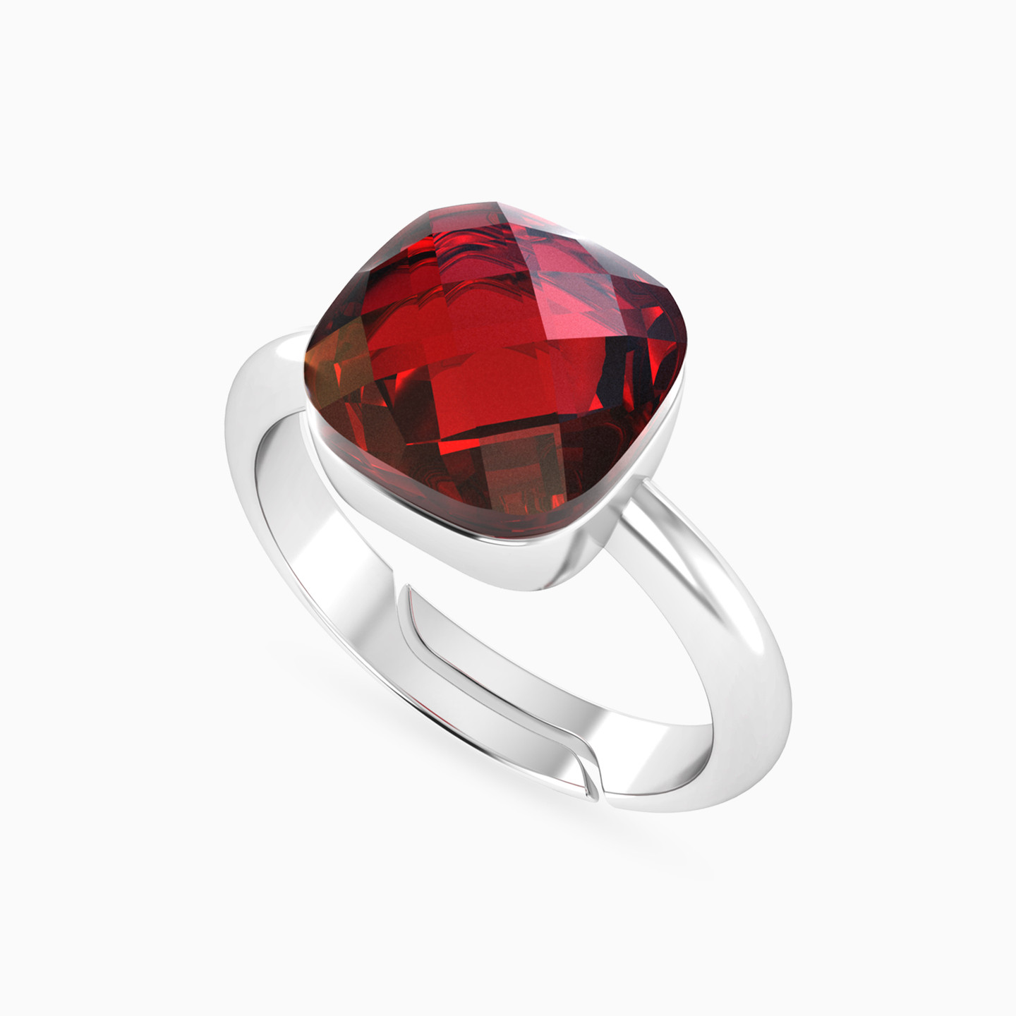 Red Stone Ring In Silver - 3 Red Stone Ring In Silver - 3