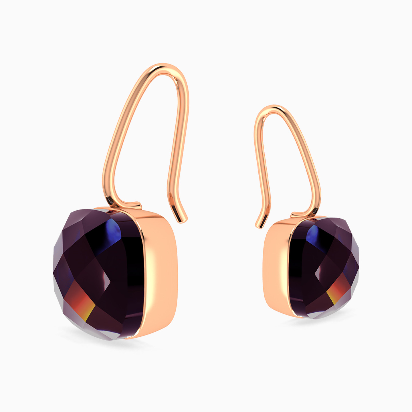 Dark Stone Gold Plated Hoop Earrings - 4 Dark Stone Gold Plated Hoop Earrings - 4