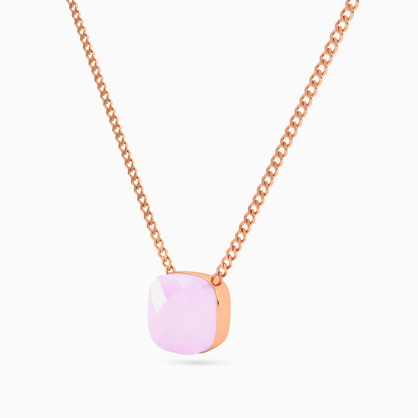 سلسلة ناعمة مطلية بالذهب مزينة بحجر وردي فاتح - 2 سلسلة ناعمة مطلية بالذهب مزينة بحجر وردي فاتح - 2