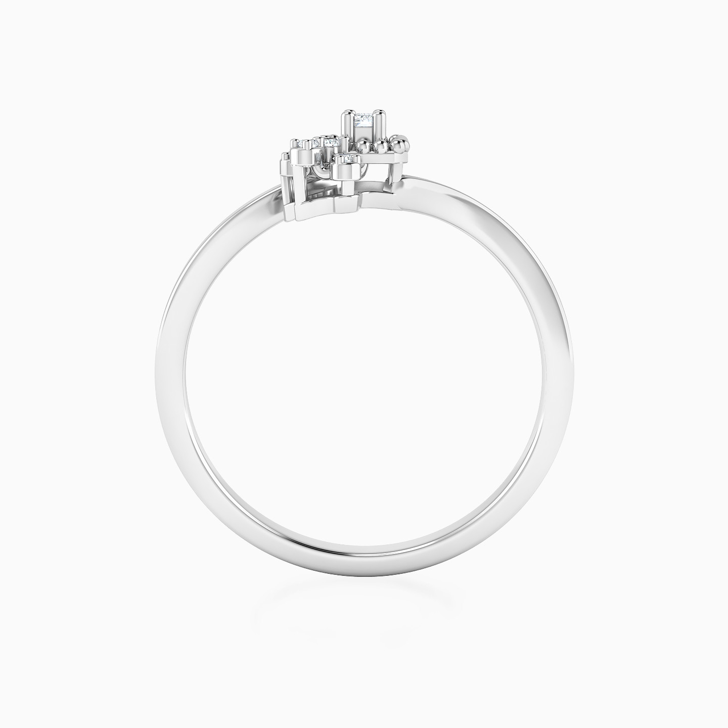 Petals & Rectangular Diamond Ring In 18K Gold - 3 Petals & Rectangular Diamond Ring In 18K Gold - 3