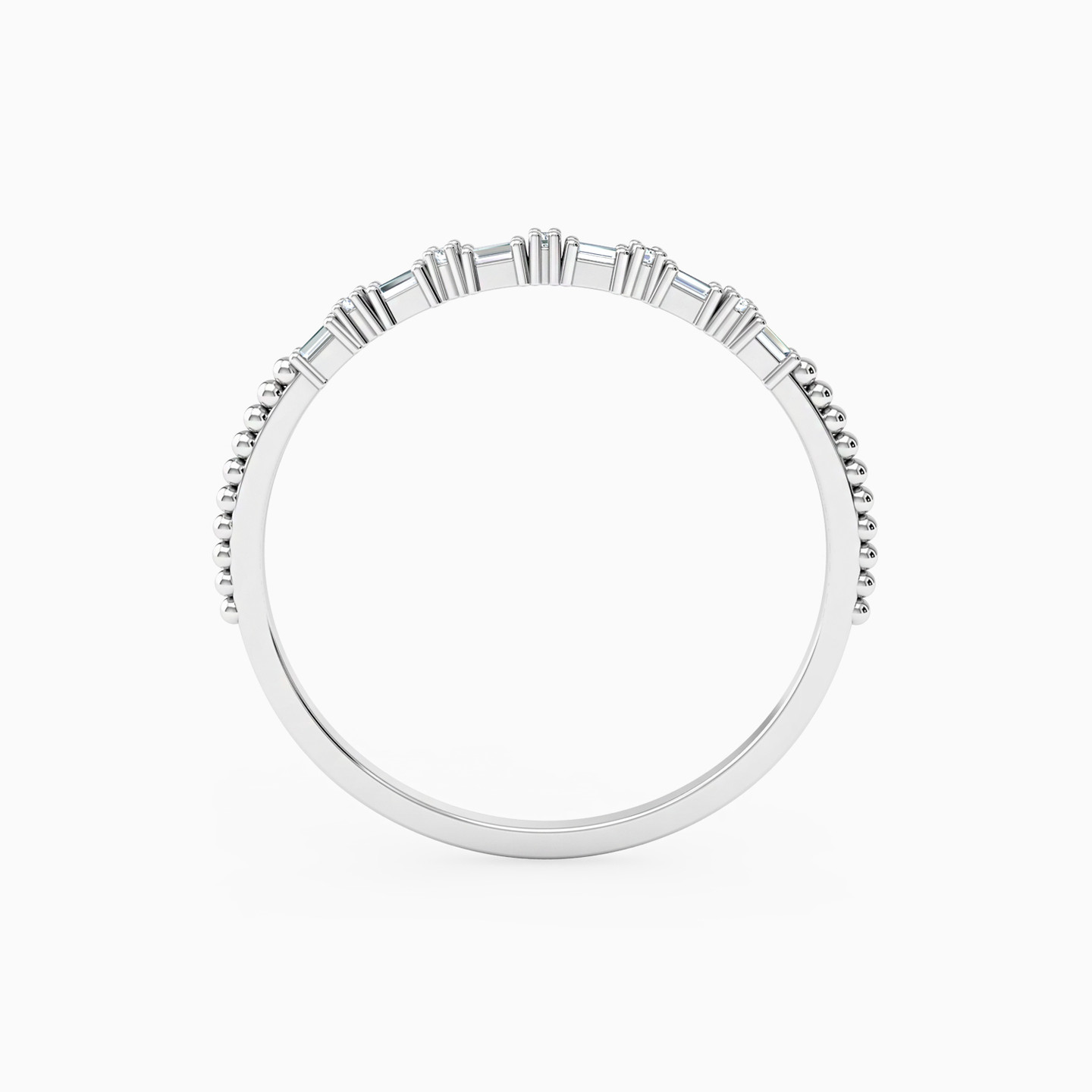 خاتم شكل باجيت ودائري ذهب عيار 18 قيراط مزين بالألماس - 3 خاتم شكل باجيت ودائري ذهب عيار 18 قيراط مزين بالألماس - 3