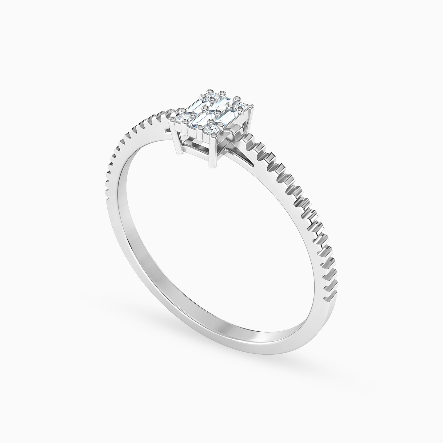 Rectangular Diamond Ring In 18K Gold - 2 Rectangular Diamond Ring In 18K Gold - 2