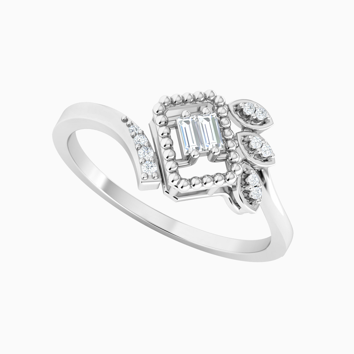 Baguette Diamond Ring in 18K Gold - 2 Baguette Diamond Ring in 18K Gold - 2