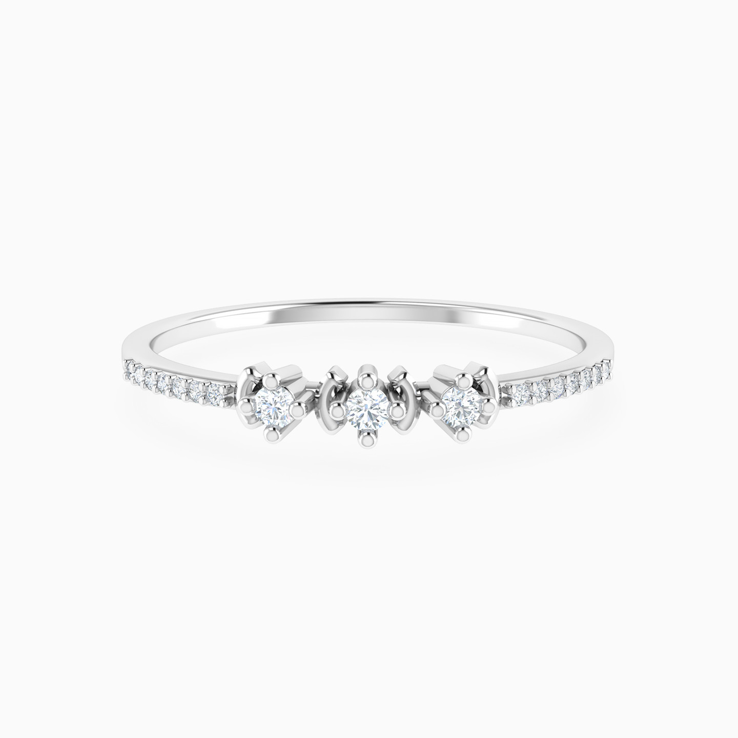 Three Stone Diamond Ring In 18K Gold Three Stone Diamond Ring In 18K Gold