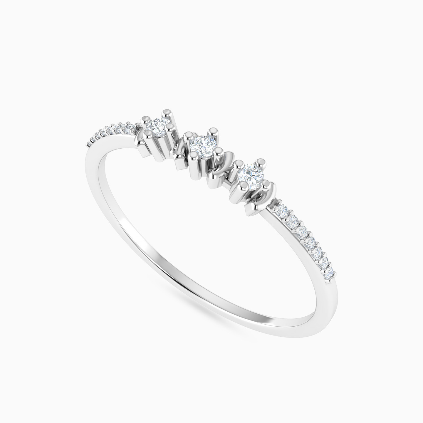 Three Stone Diamond Ring In 18K Gold - 3 Three Stone Diamond Ring In 18K Gold - 3