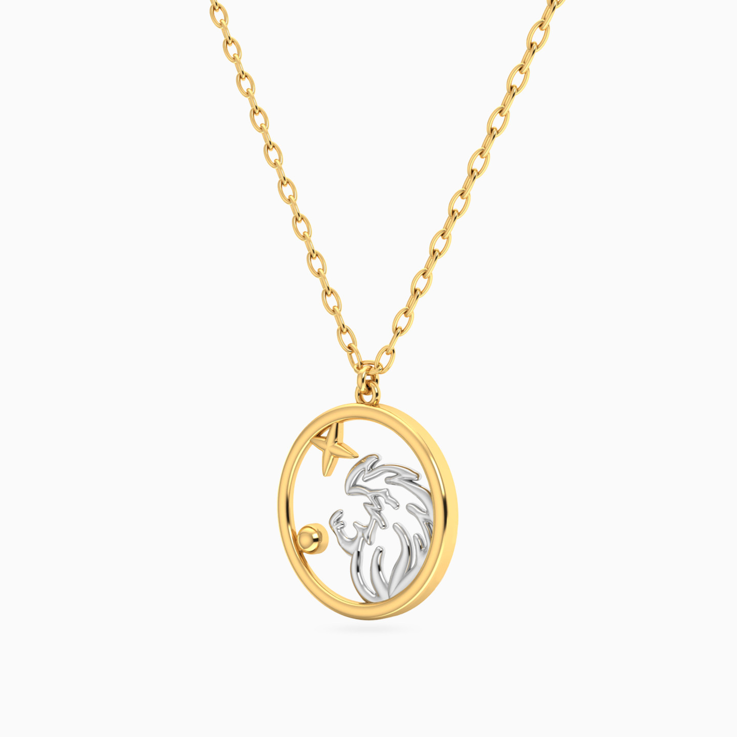 سلسلة شكل رمز برج الأسد ذهب عيار 14 قيراط - 2 سلسلة شكل رمز برج الأسد ذهب عيار 14 قيراط - 2