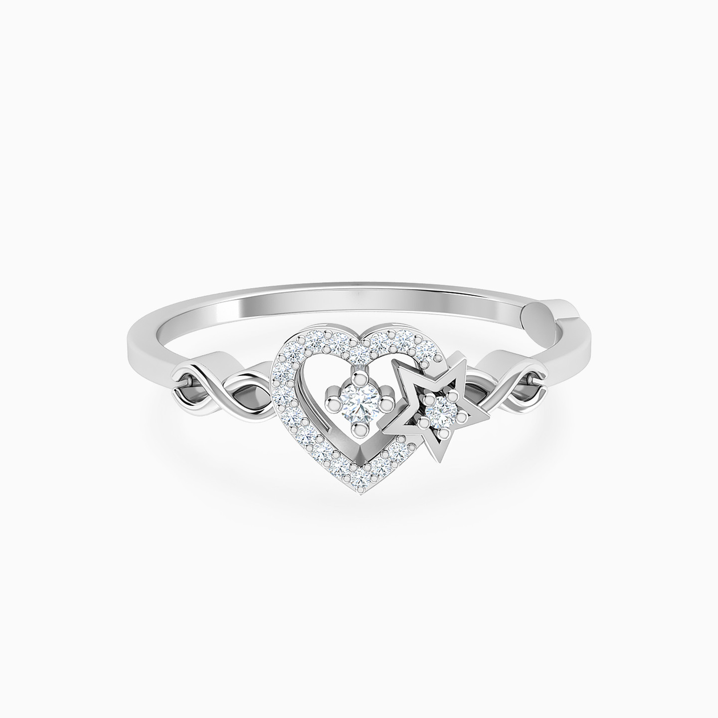 Heart & Star Shapes Diamond Ring In 18K Gold Heart & Star Shapes Diamond Ring In 18K Gold