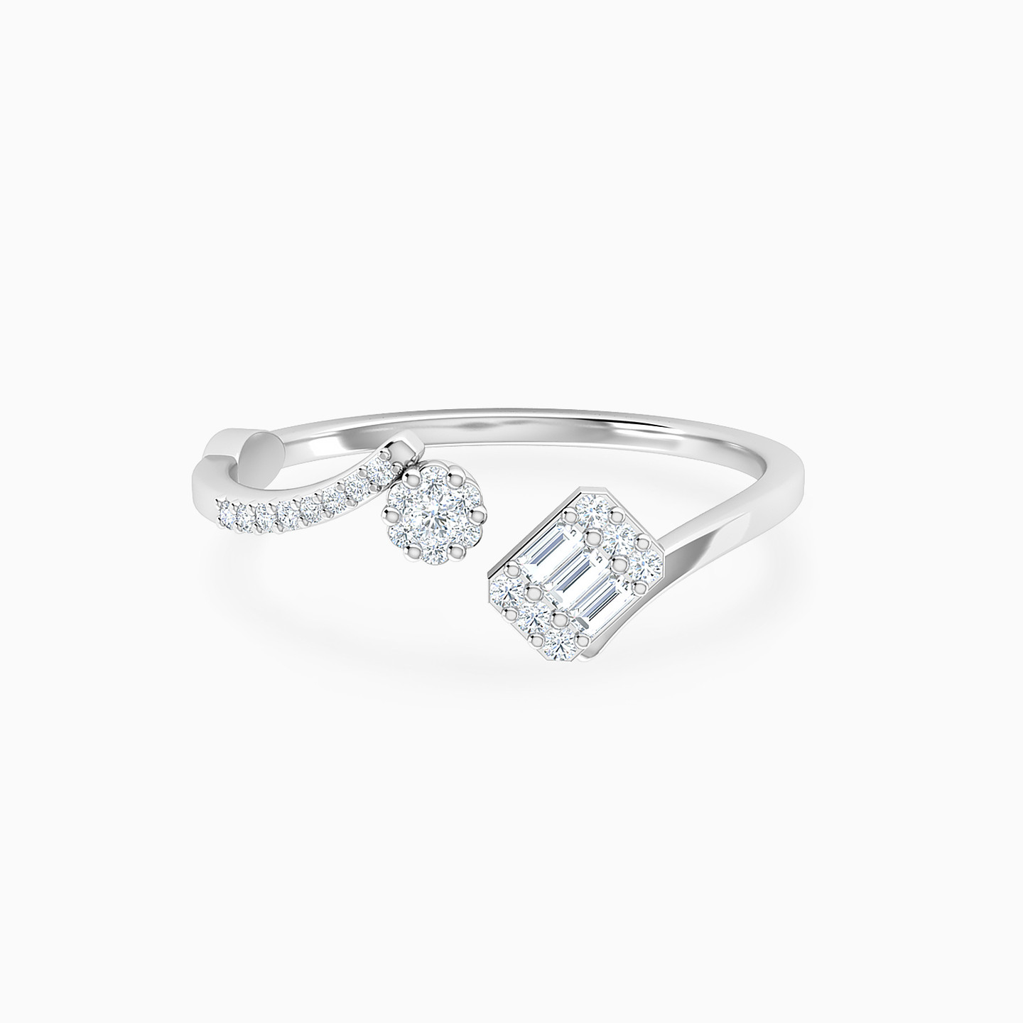 Pear & Baguette Shapes Diamond Ring In 18K Gold Pear & Baguette Shapes Diamond Ring In 18K Gold