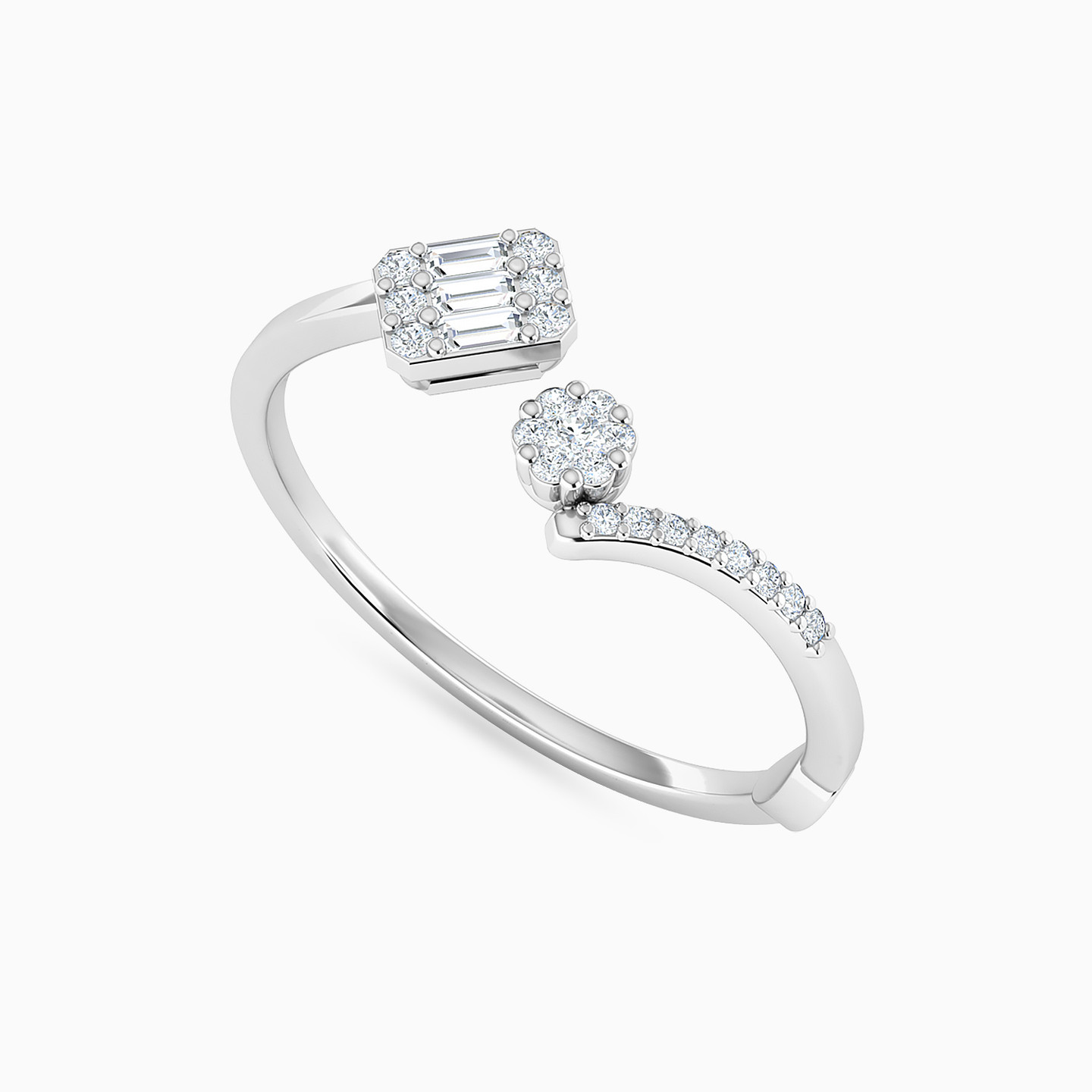 Pear & Baguette Shapes Diamond Ring In 18K Gold - 3 Pear & Baguette Shapes Diamond Ring In 18K Gold - 3