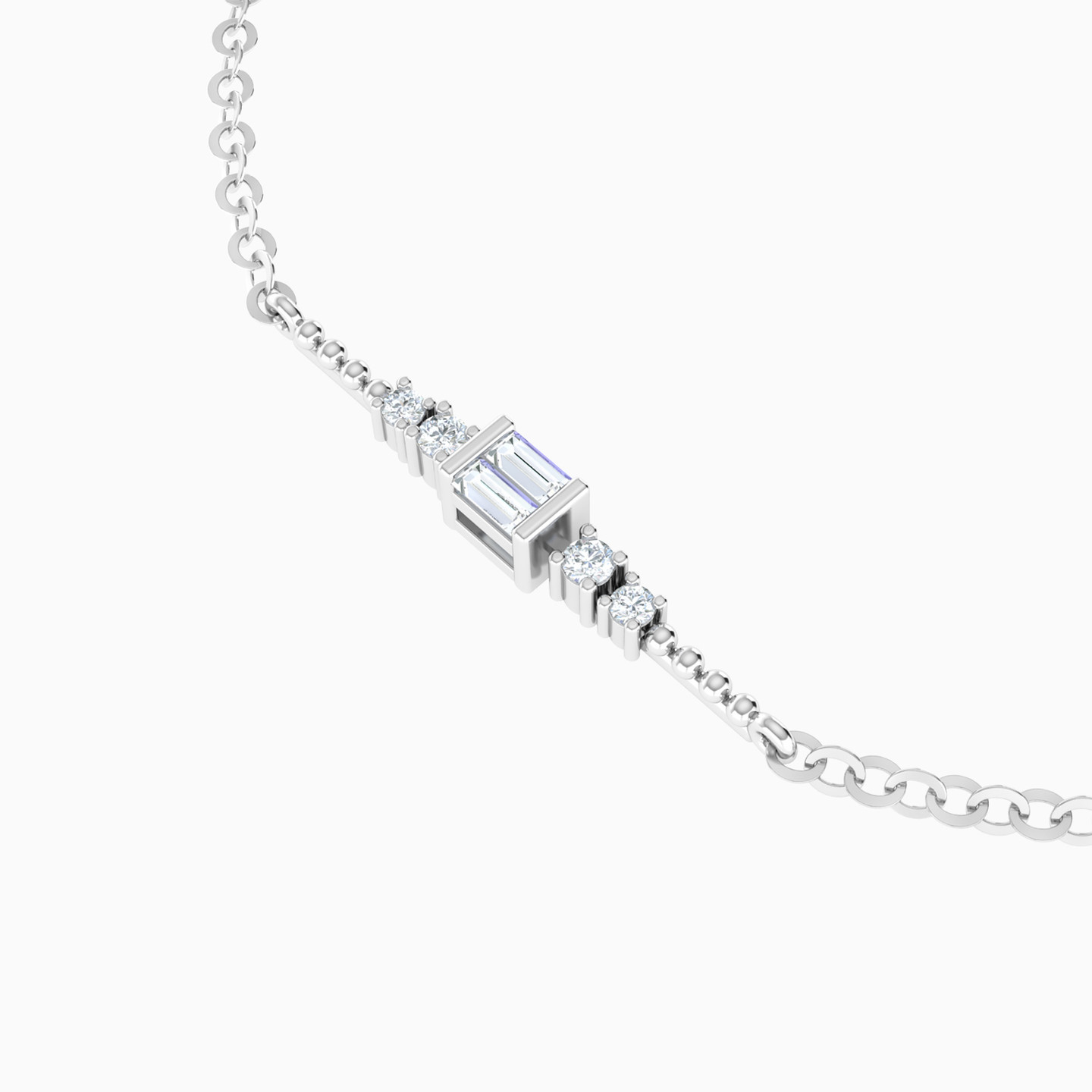 Baguette Diamond Chain Bracelet In 18K Gold - 4 Baguette Diamond Chain Bracelet In 18K Gold - 4