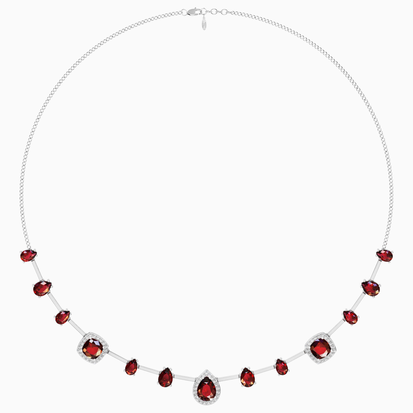 Multishaped Colored Stones Necklace In Silver - 3 Multishaped Colored Stones Necklace In Silver - 3